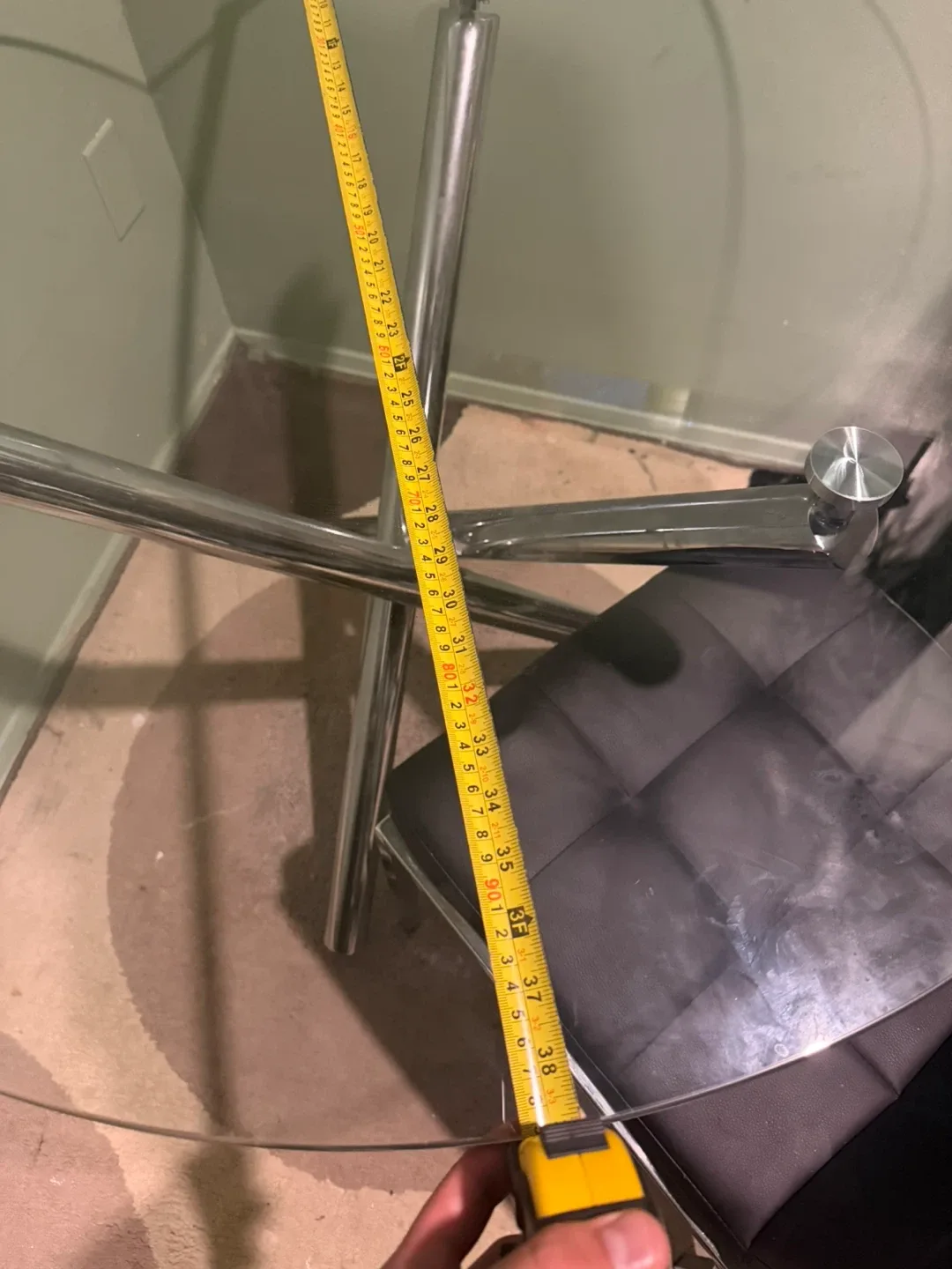 Glass Top Round Dining Table with Chrome Legs image indicator(8)