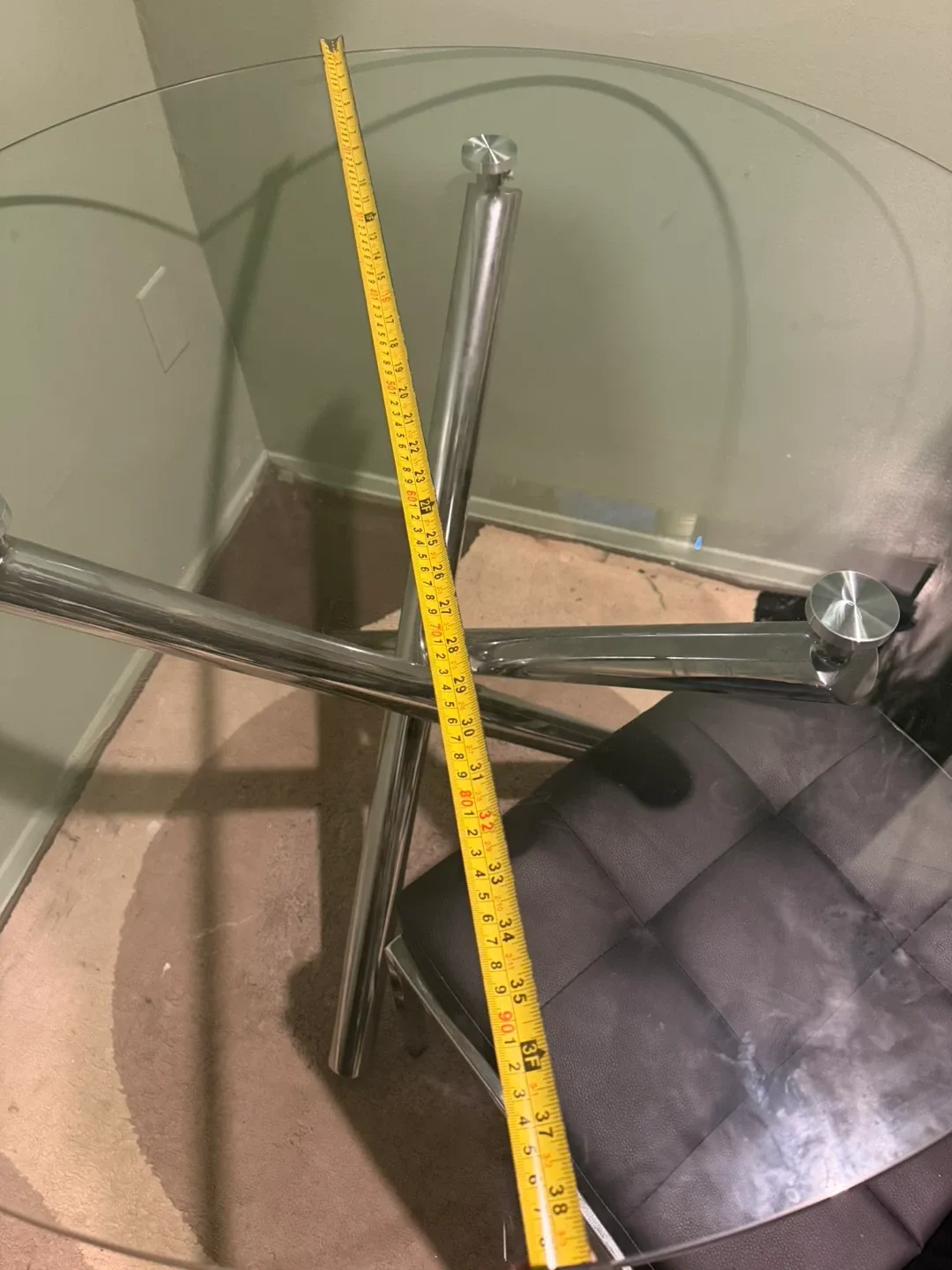 Glass Top Round Dining Table with Chrome Legs image indicator(9)