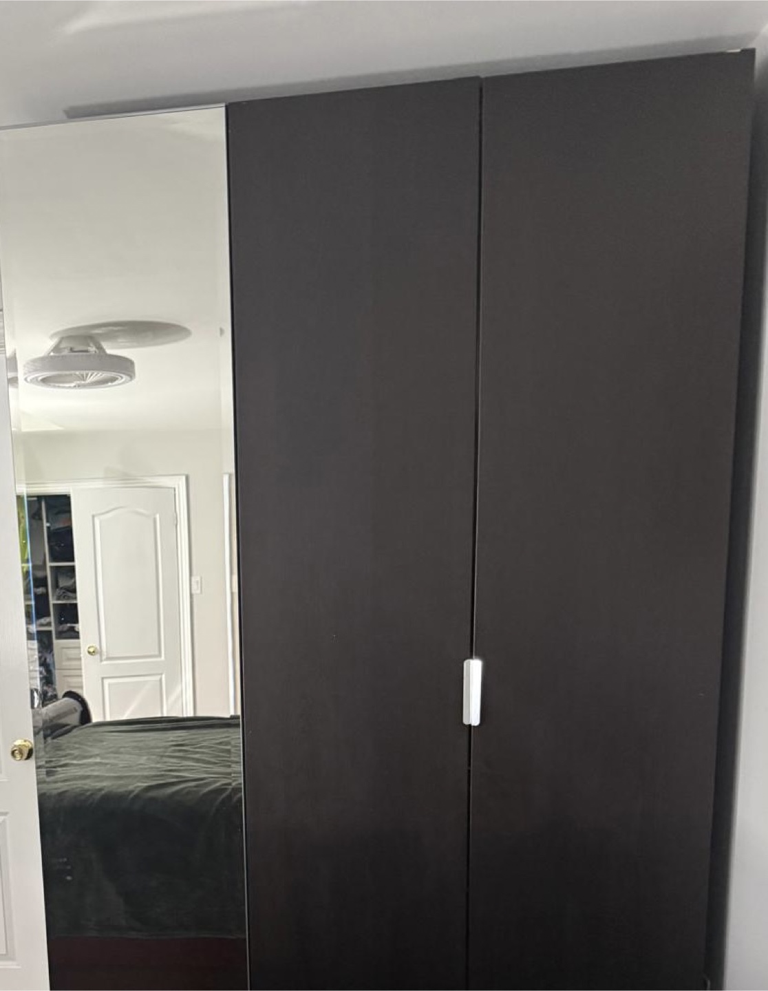 Dark Brown Wardrobe with Mirror Door very excellent condition - photo 4