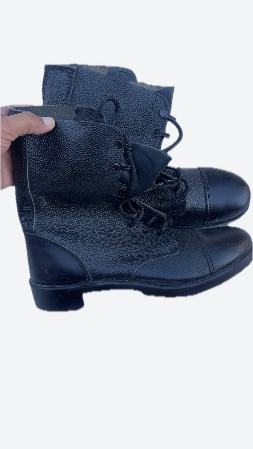 Black Leather Work Boots - Size 9