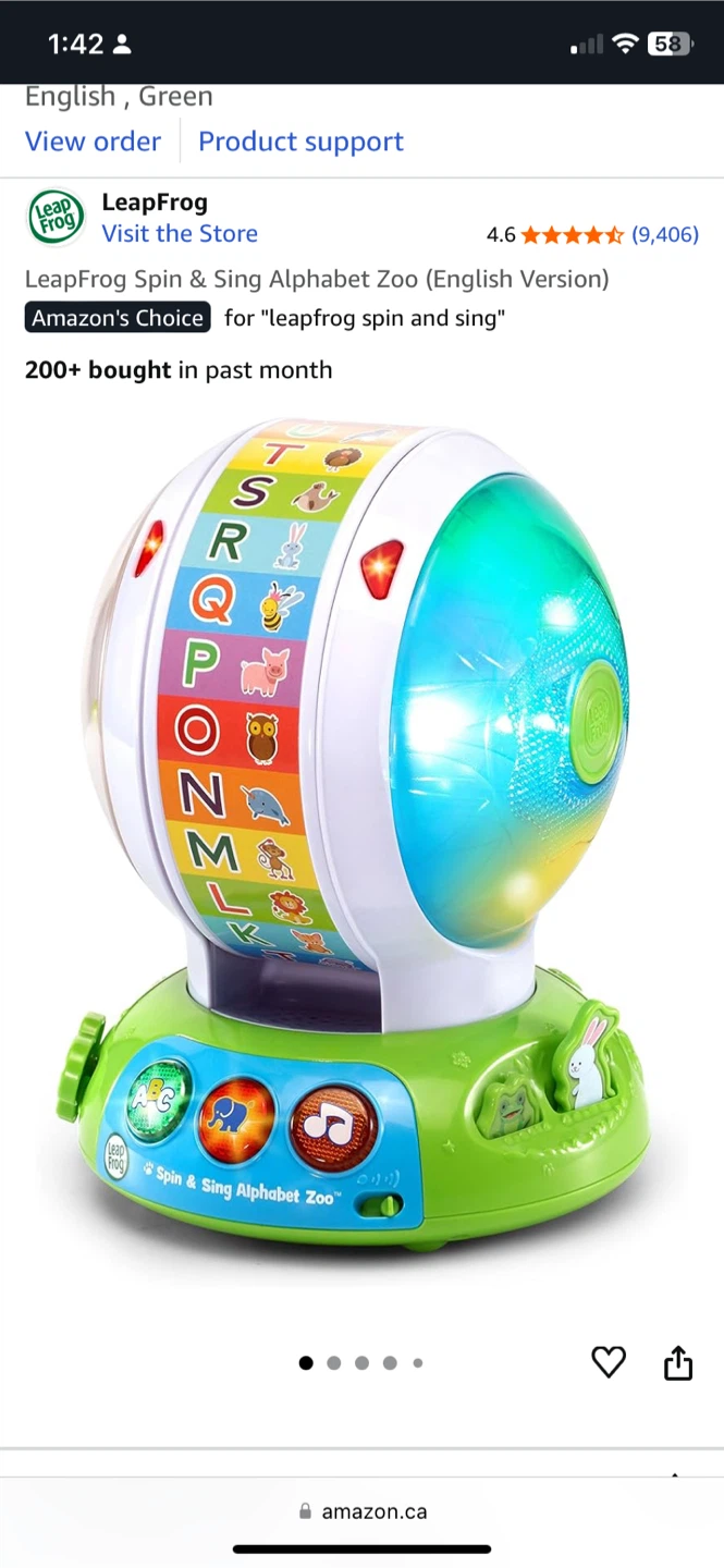 LeapFrog Spin & Sing Alphabet Zoo Toy