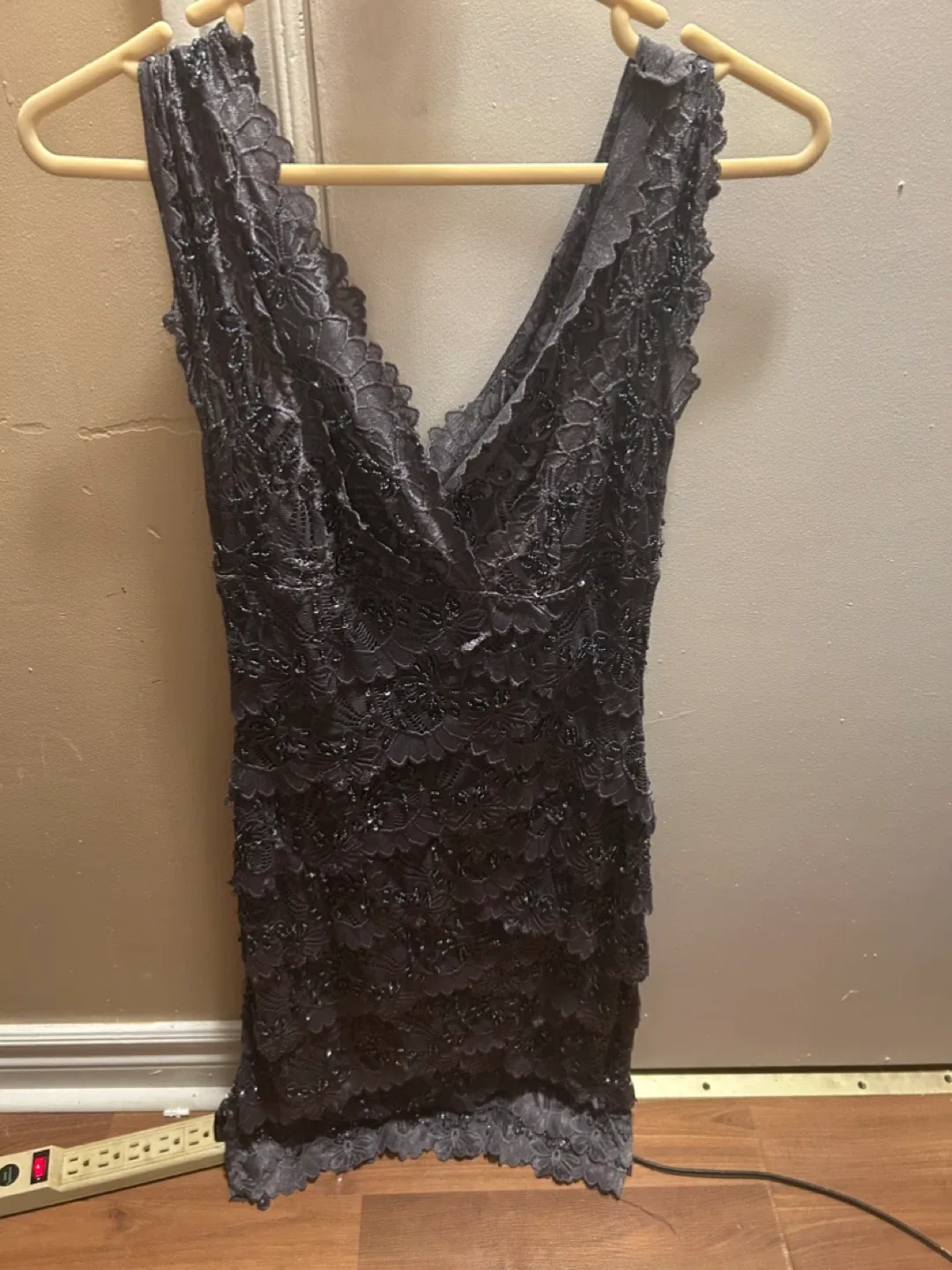 Lace Mini Dress - Black thumbnail