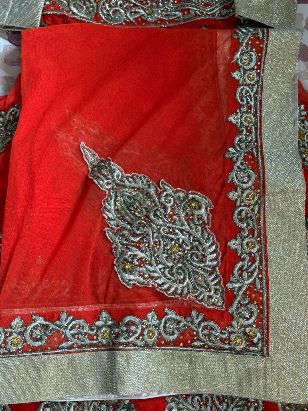 Orange & Gold Embroidered Anarkali suit image indicator(3)