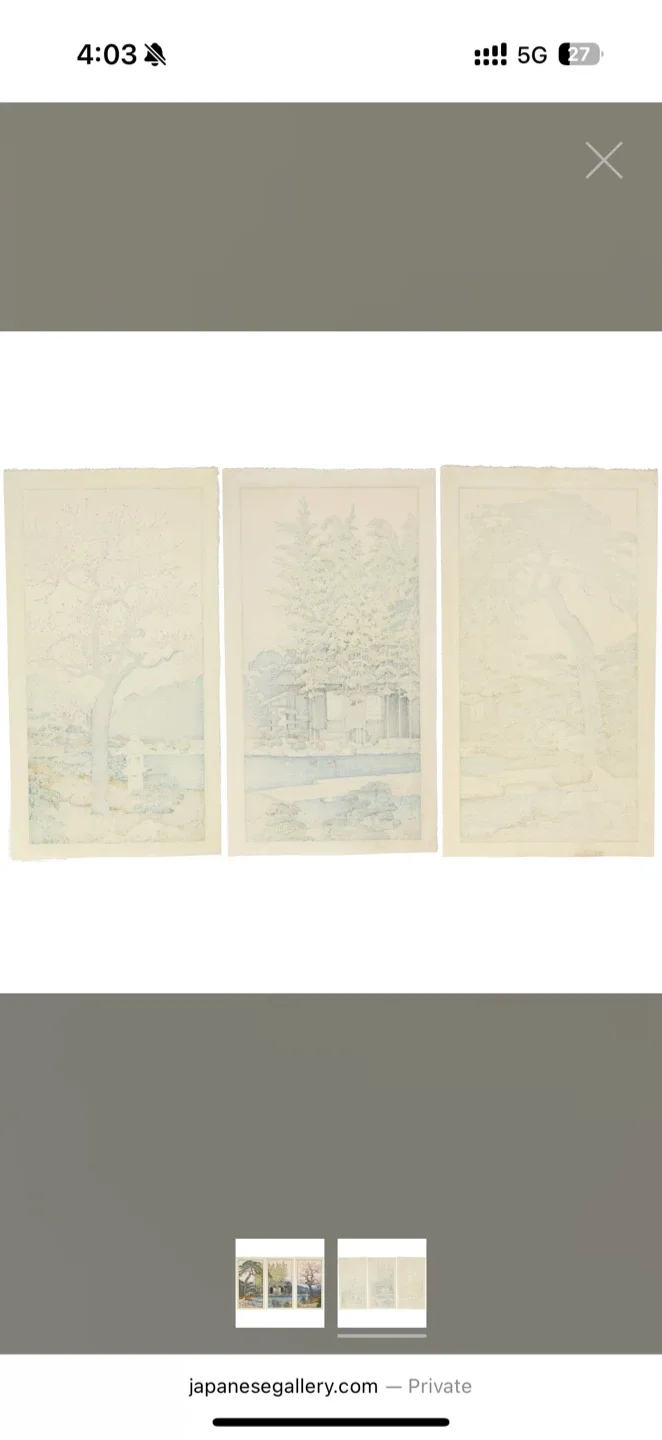 Rare Toshi Yoshida The Friendly Garden Tryptych image indicator(2)