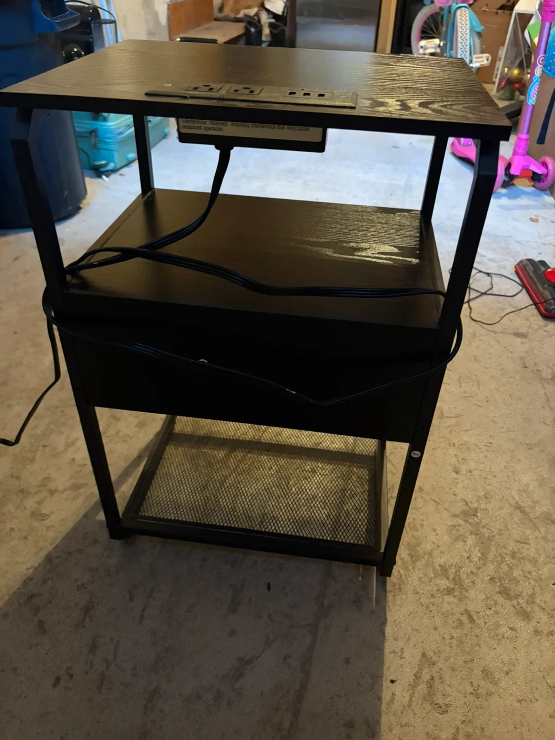 Black End Table with USB & Outlets image indicator(4)