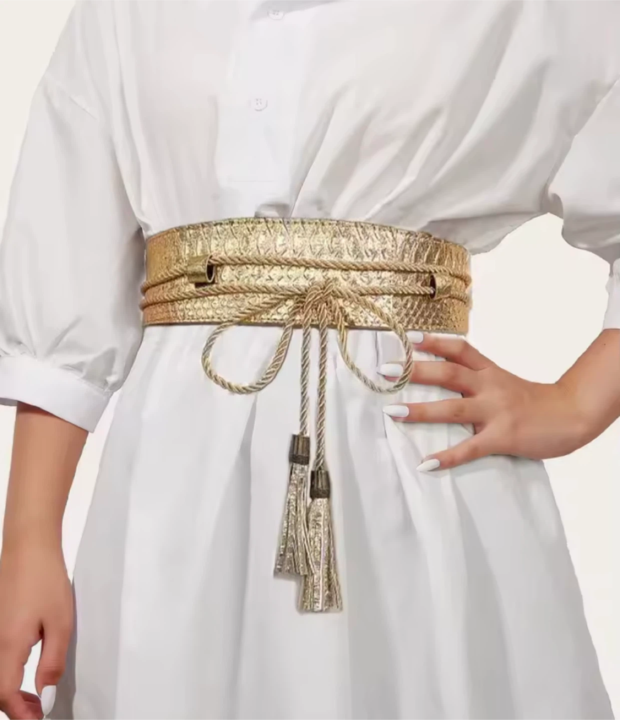 Tassel Decor Wide Belt in Gold costume Halloween