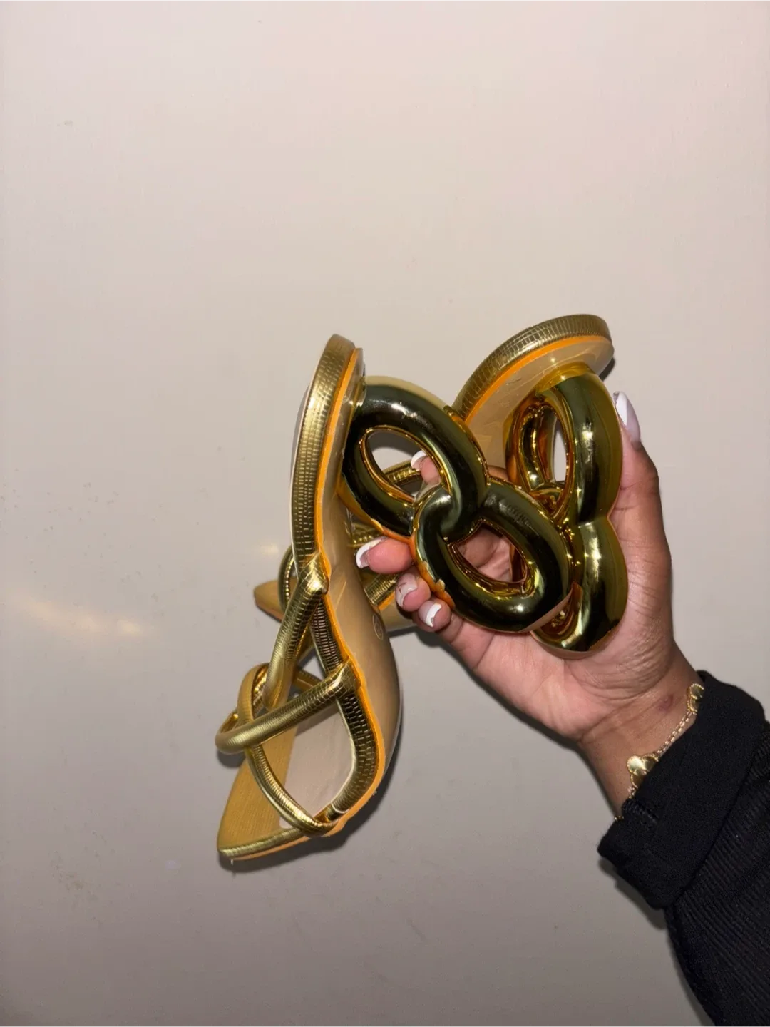 New Gold Strappy Heels, Size 7 thumbnail