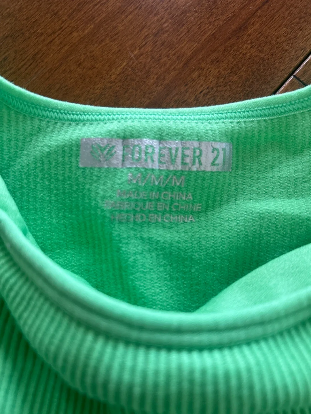 Forever 21 Green Ribbed Tank Top or sports bra- Size M image indicator(3)