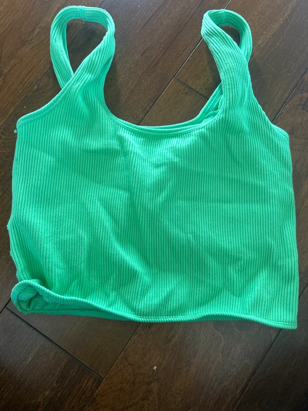 Forever 21 Green Ribbed Tank Top or sports bra- Size M image indicator(2)