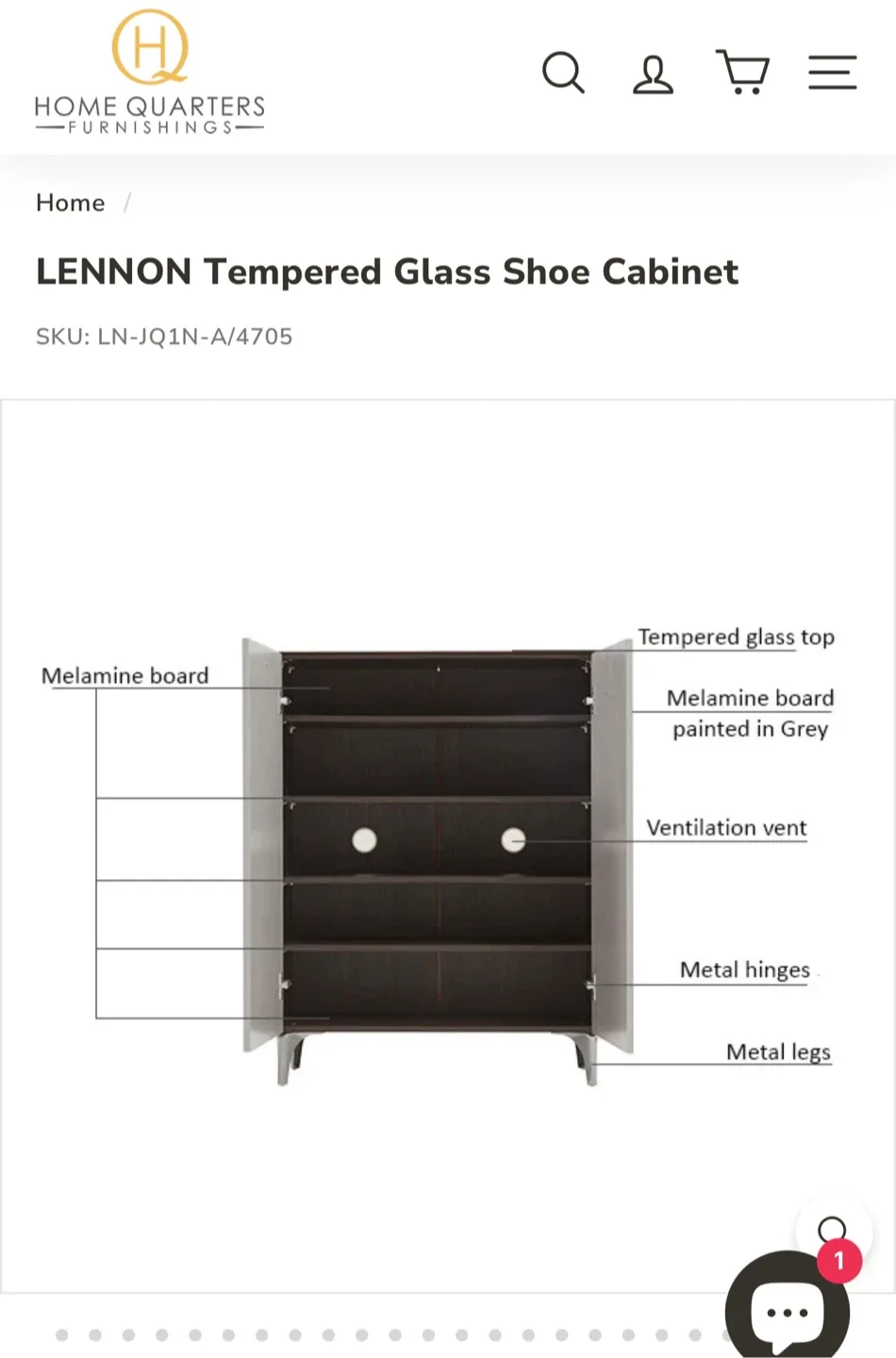 Home Quarters Lennon Tempered Glass Shoe Cabinet image indicator(5)