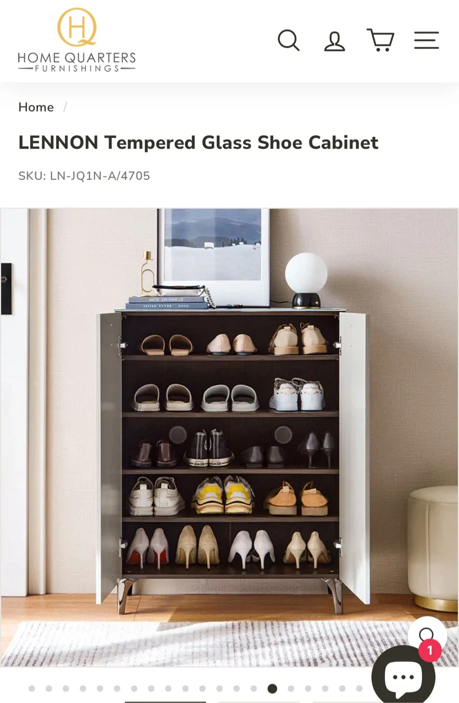 Home Quarters Lennon Tempered Glass Shoe Cabinet image indicator(2)