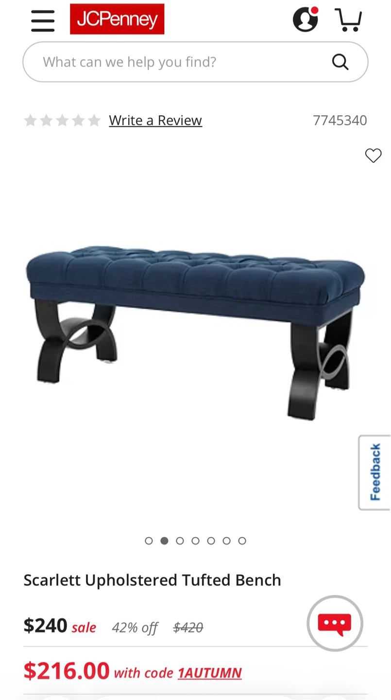 Scarlett Upholstered Tufted Bench - Blue