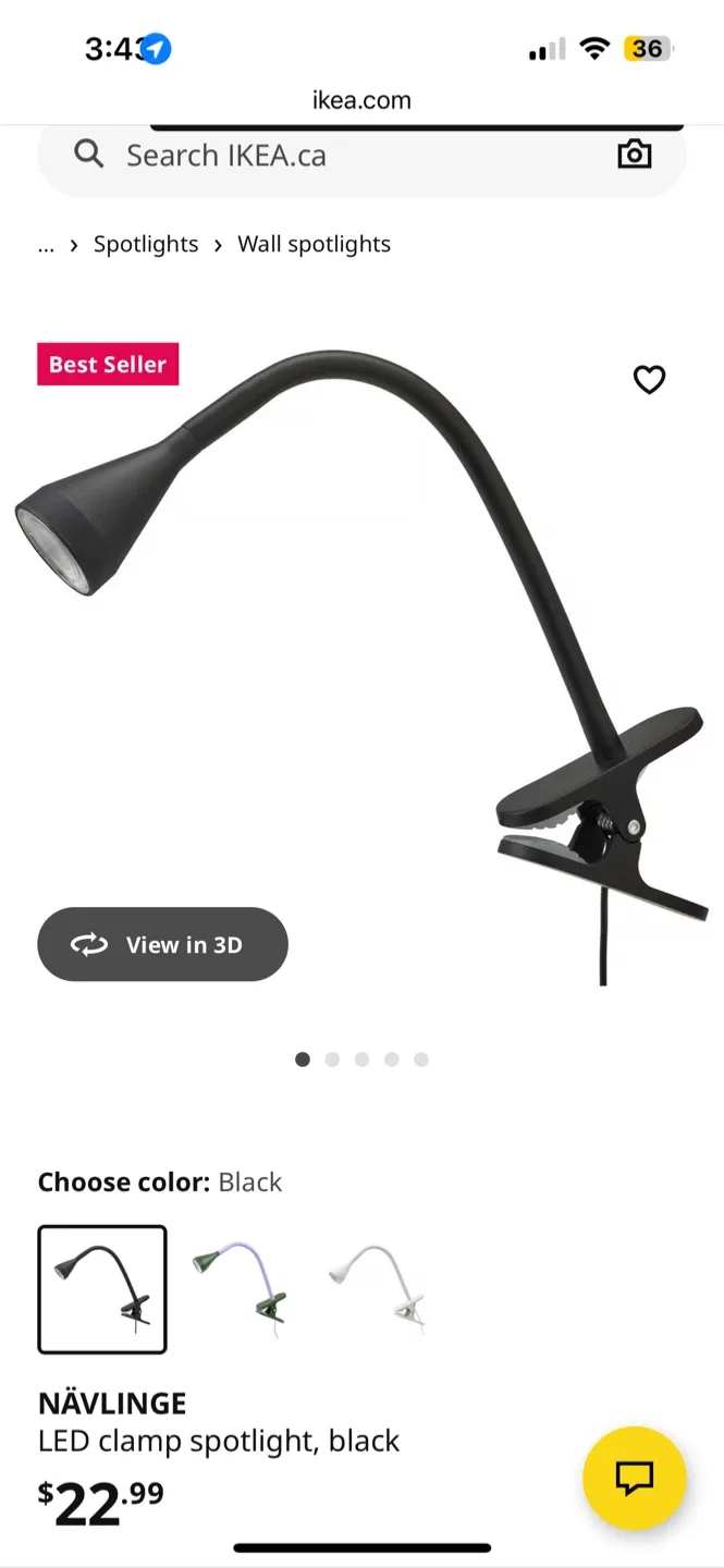 IKEA NÄVLINGE LED Clamp Spotlight - Black image indicator(4)