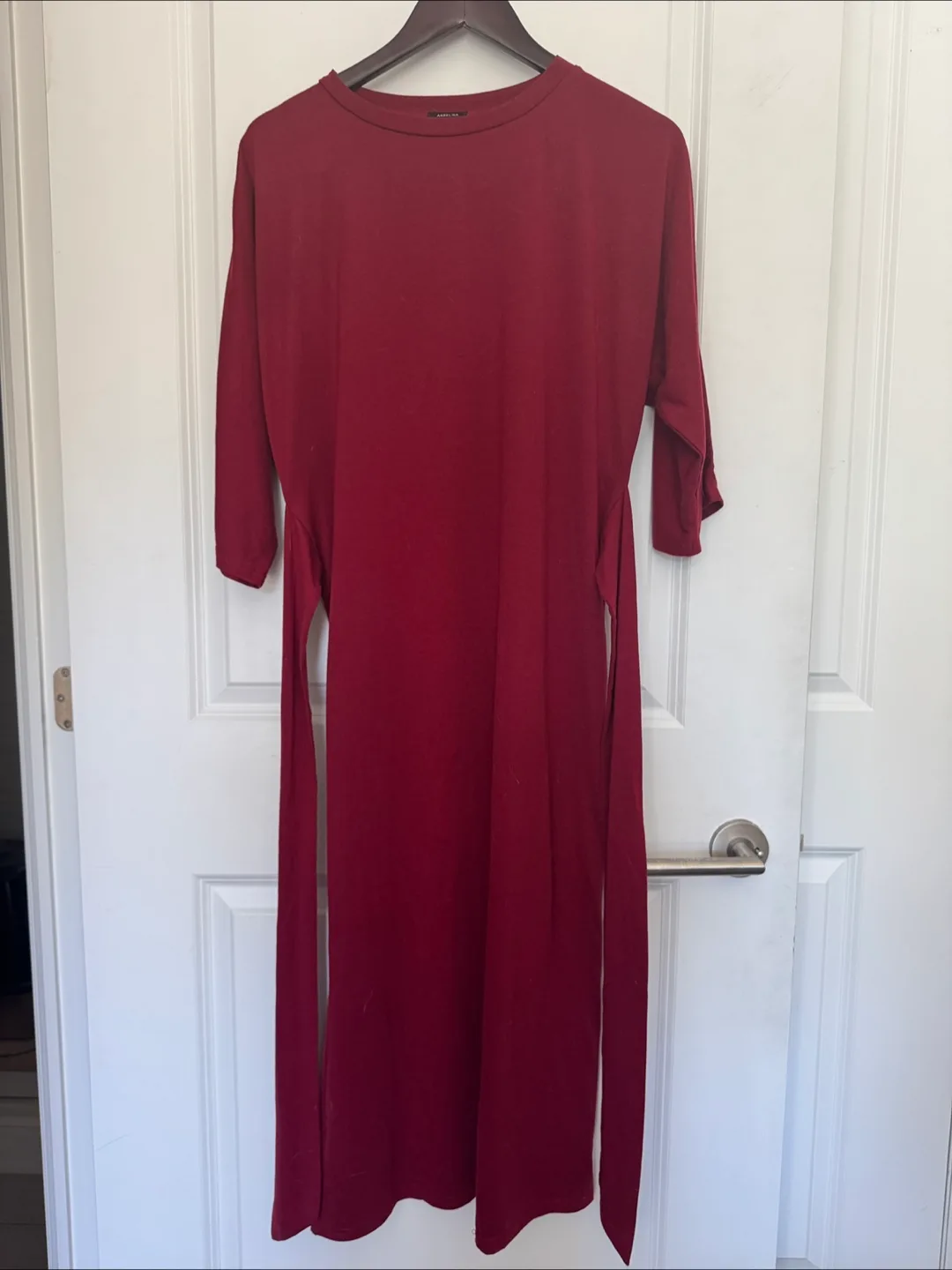Burgundy Tie-Waist Midi Dress image indicator(2)