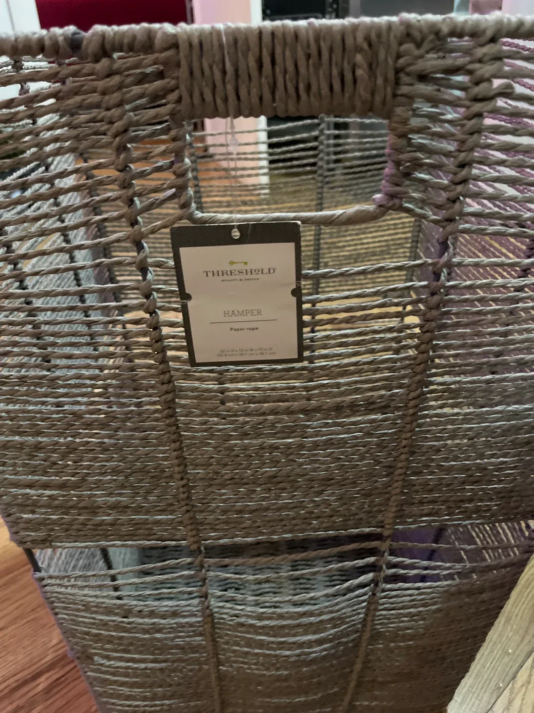 Threshold Gray Paper Rope Hamper thumbnail