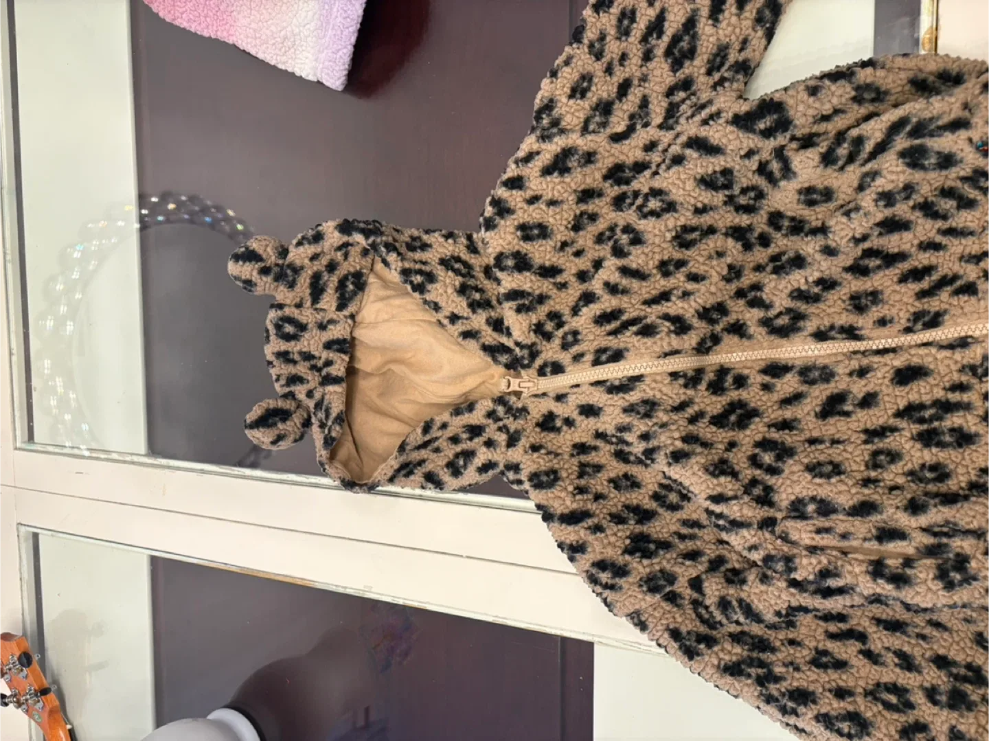 Leopard Print Hooded Sherpa Jacket image indicator(2)