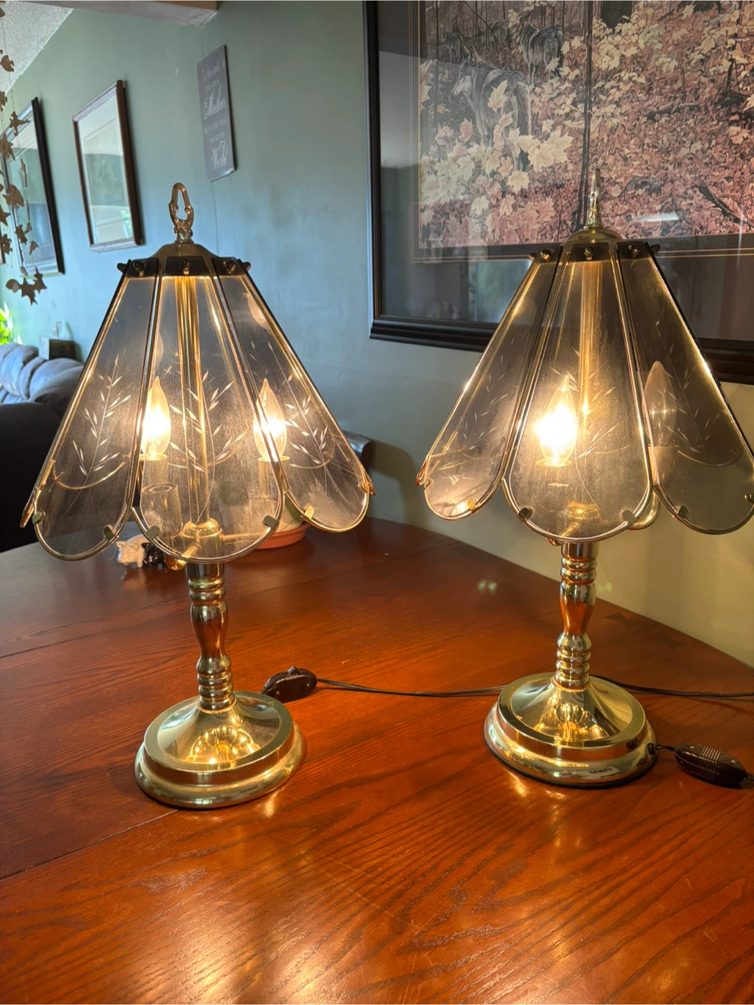 Vintage Brass & Glass Accent Lamp - photo 3