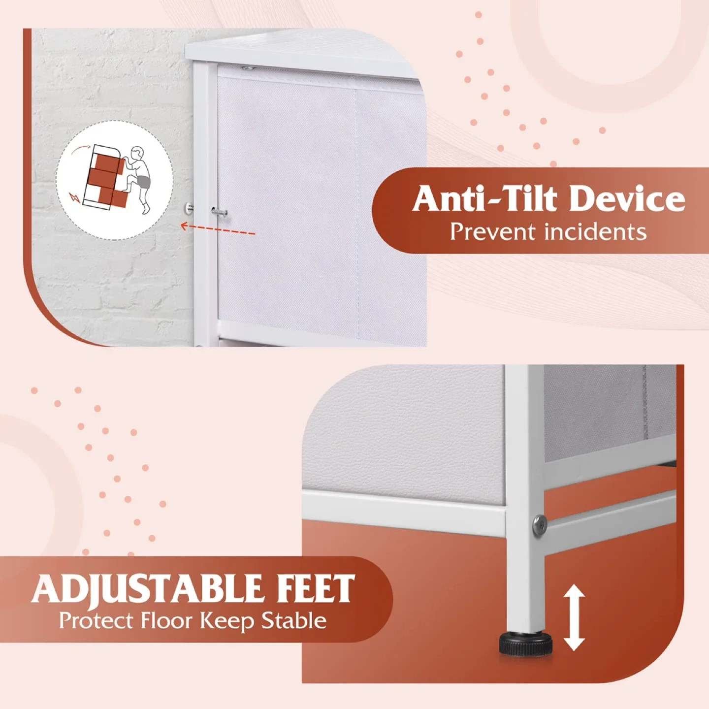 WLIVE Fabric Dresser for Bedroom with 10 Drawers image indicator(6)