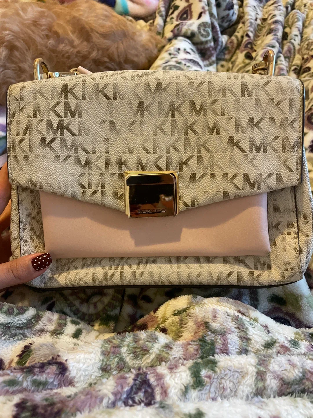 Michael Kors Beige & Pink Crossbody Bag thumbnail