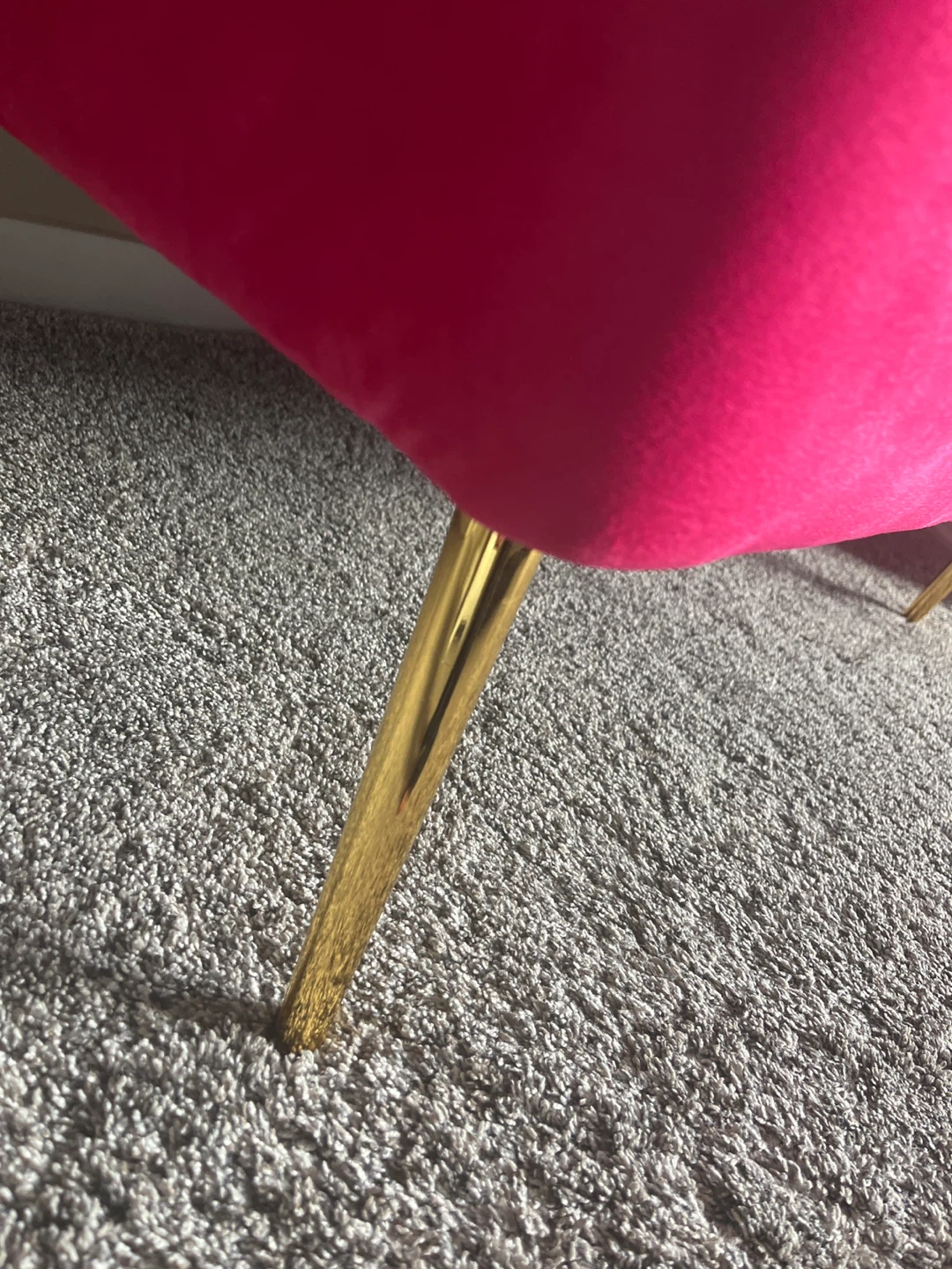 $275 Hot Pink Velvet Loveseat with Gold Legs - photo 5