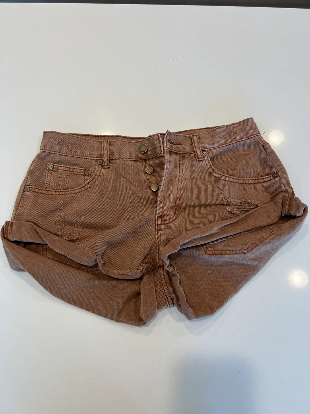 Billabong Brown Denim Shorts - Size 27 thumbnail