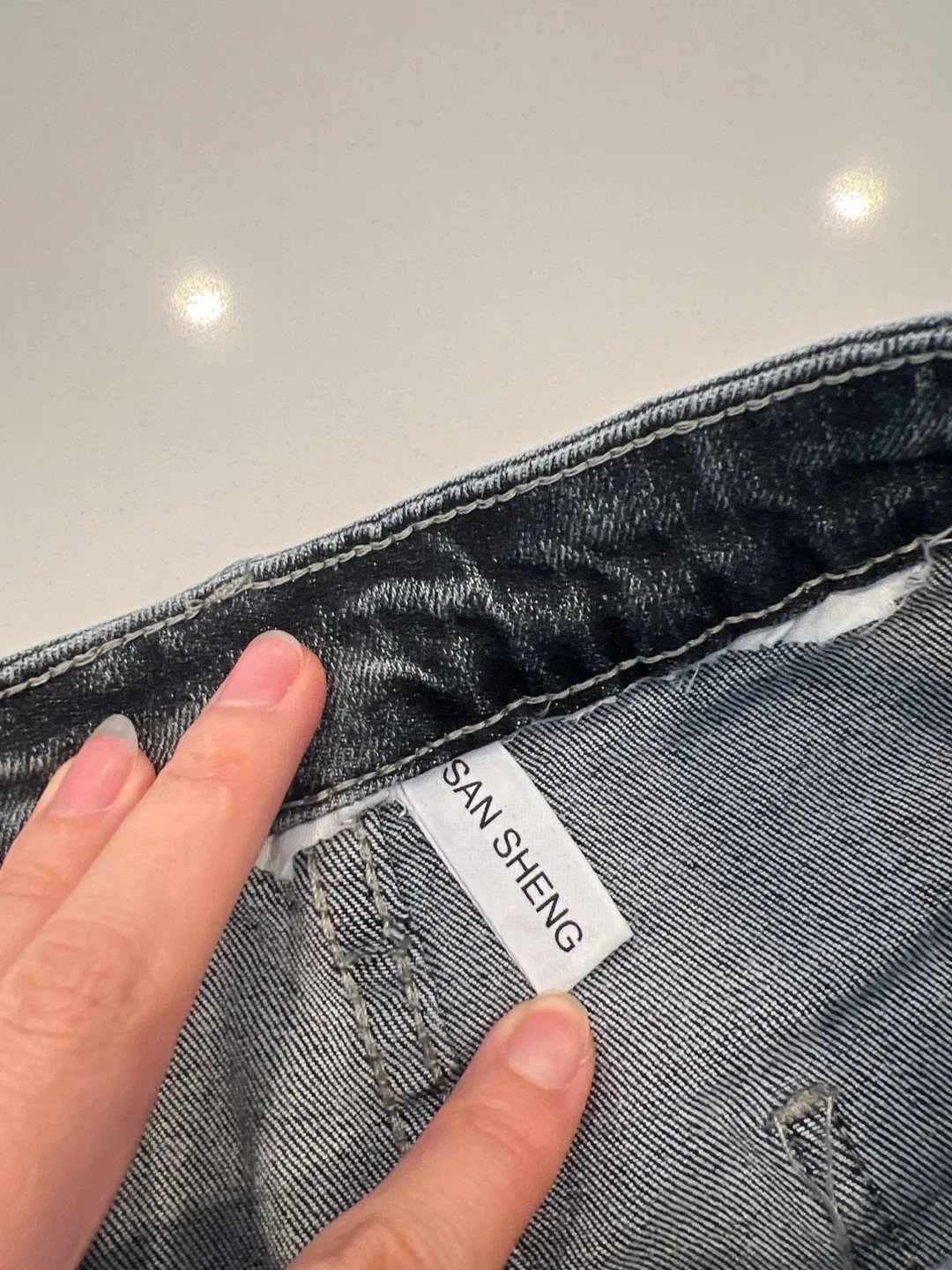 San Sheng Denim Mini Skirt with Lace-Up Sides image indicator(3)