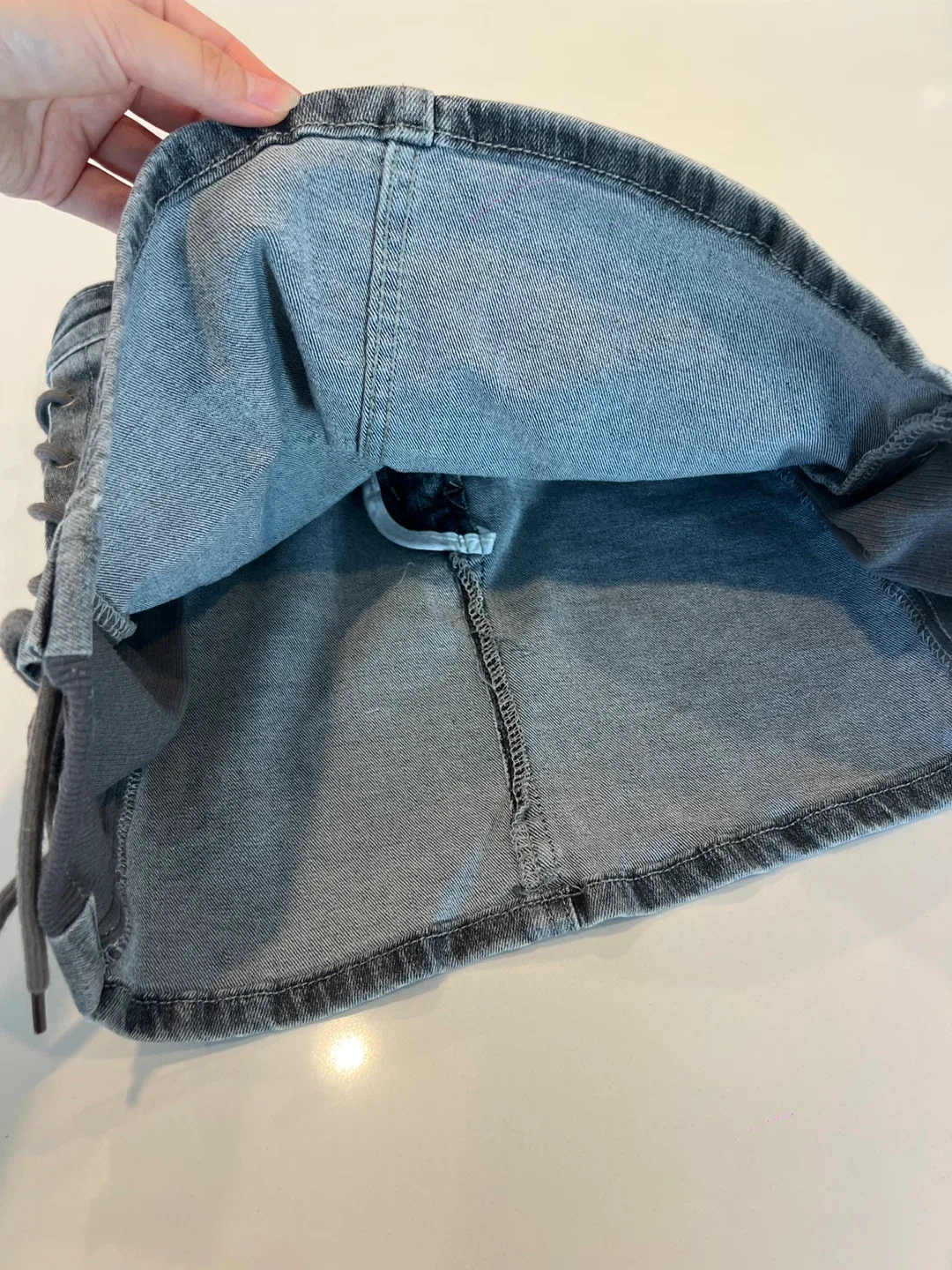 San Sheng Denim Mini Skirt with Lace-Up Sides image indicator(5)