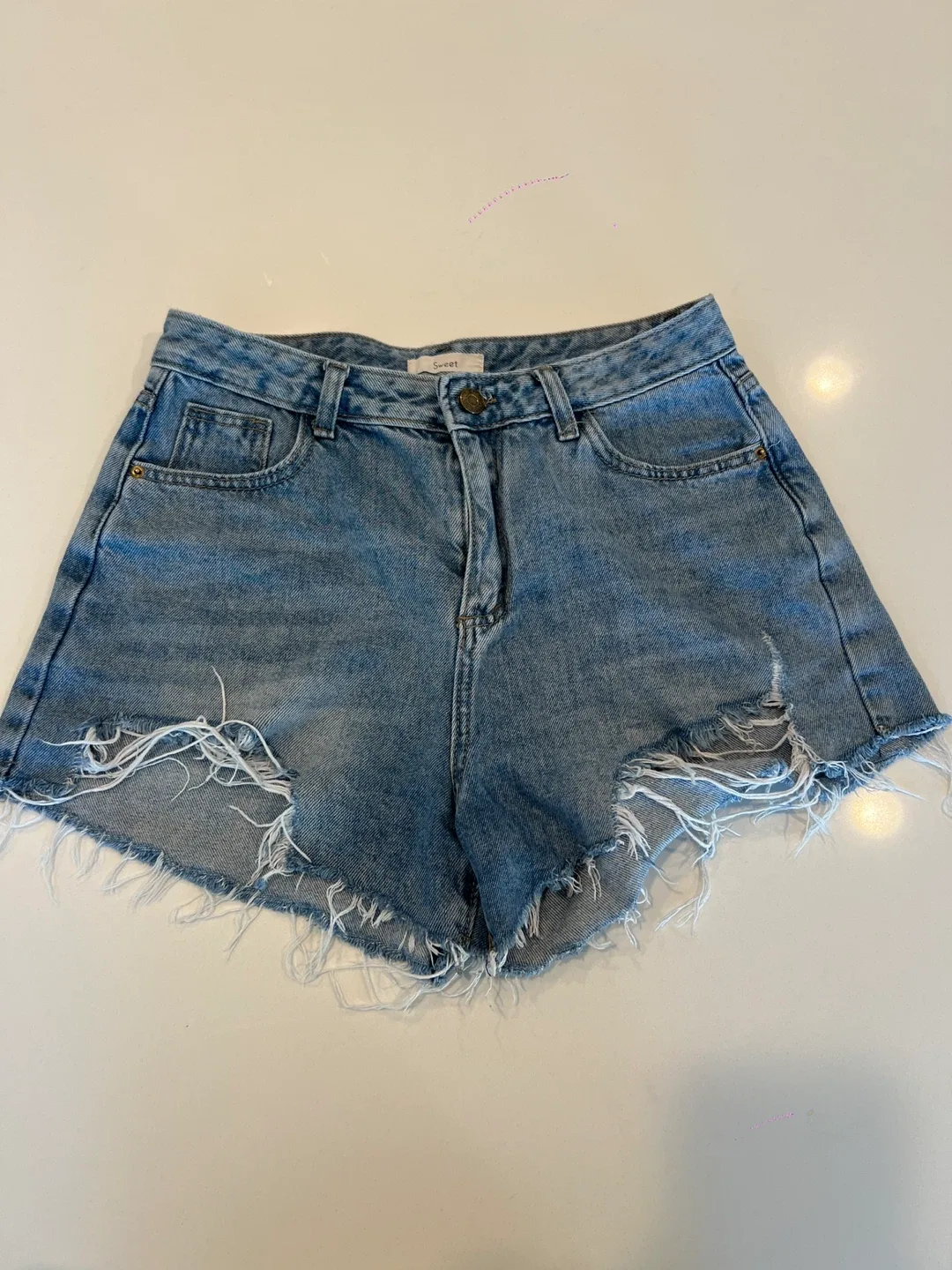 Sweet Denim Distressed Shorts thumbnail