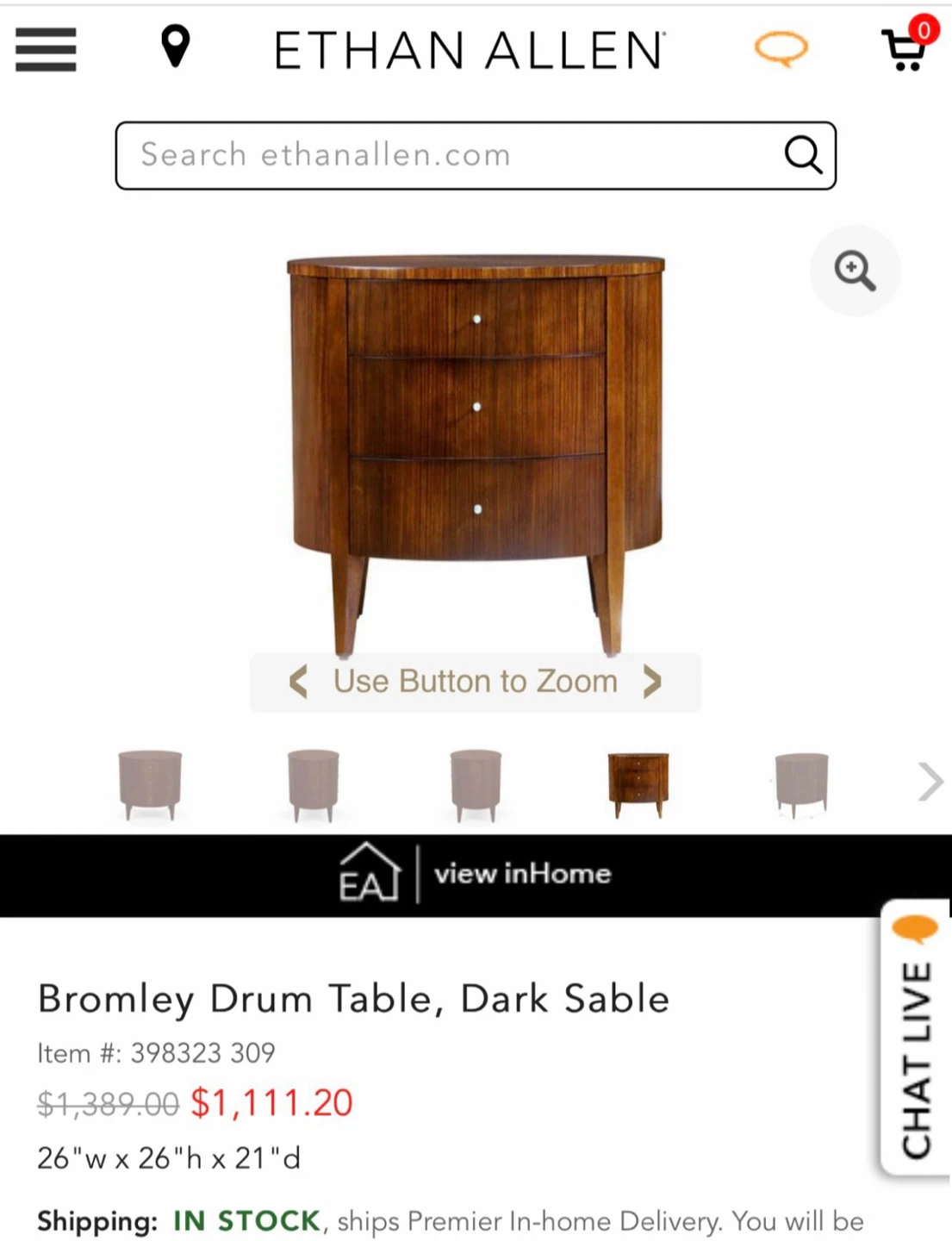 Ethan Allen Bromley Drum Table, Dark Sable - photo 5