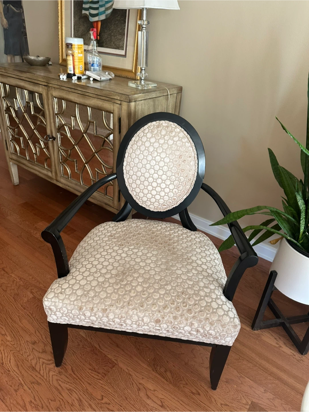 Accent Chair - Black Frame, Patterned Cushion - photo 3