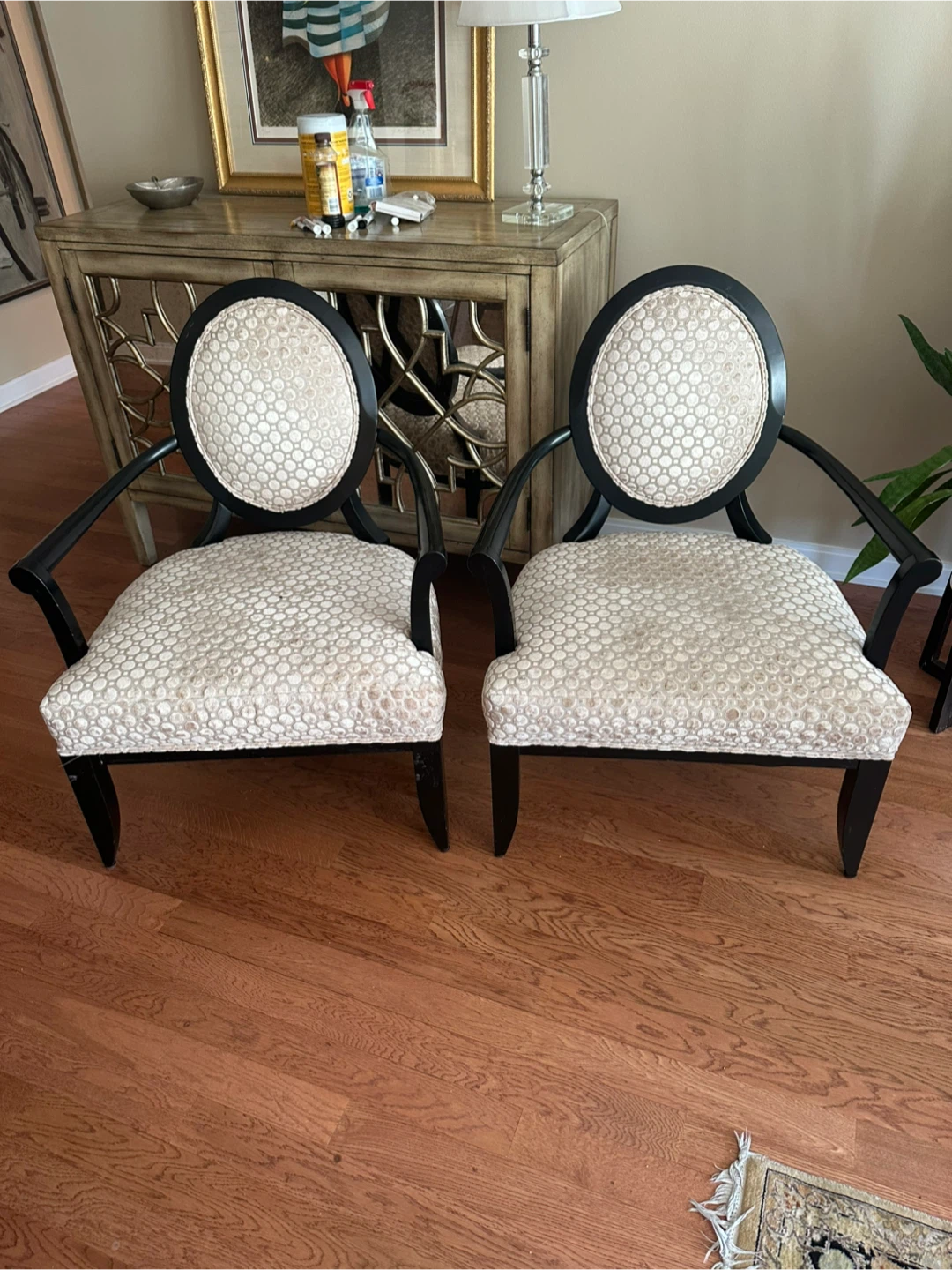 Accent Chair - Black Frame, Patterned Cushion