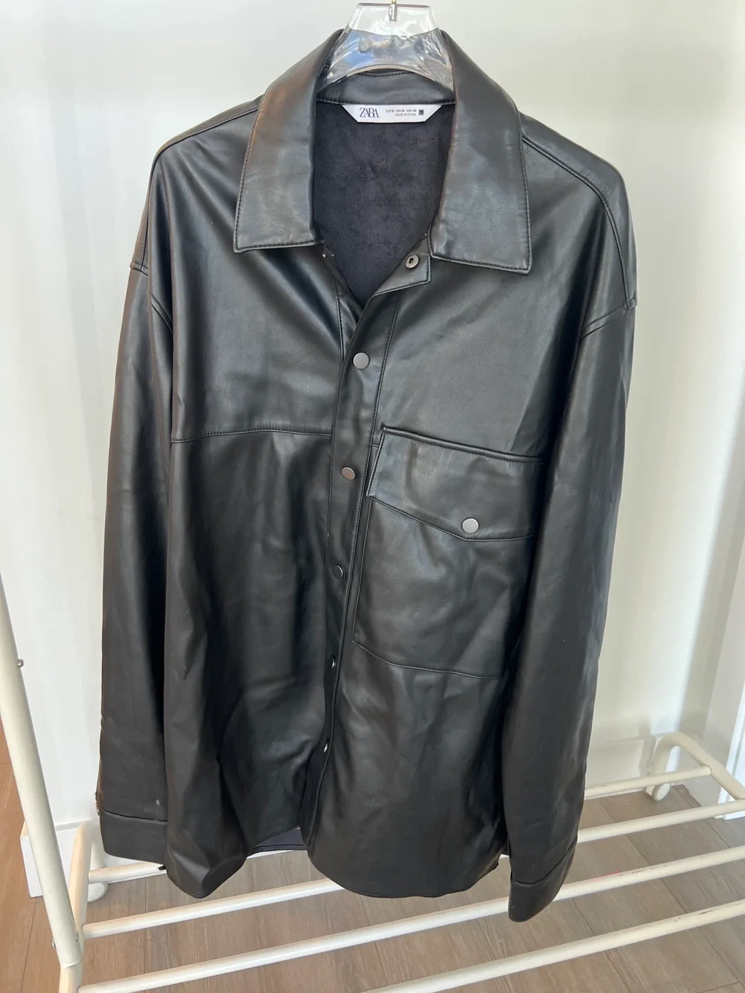 Zara Faux Leather Shirt Jacket - Size M thumbnail