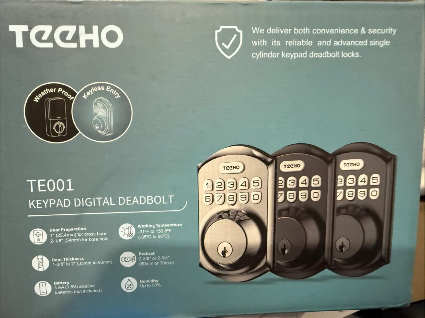 TECHO TEE001 Keypad Digital Deadbolt - Keyless Entry image indicator(2)