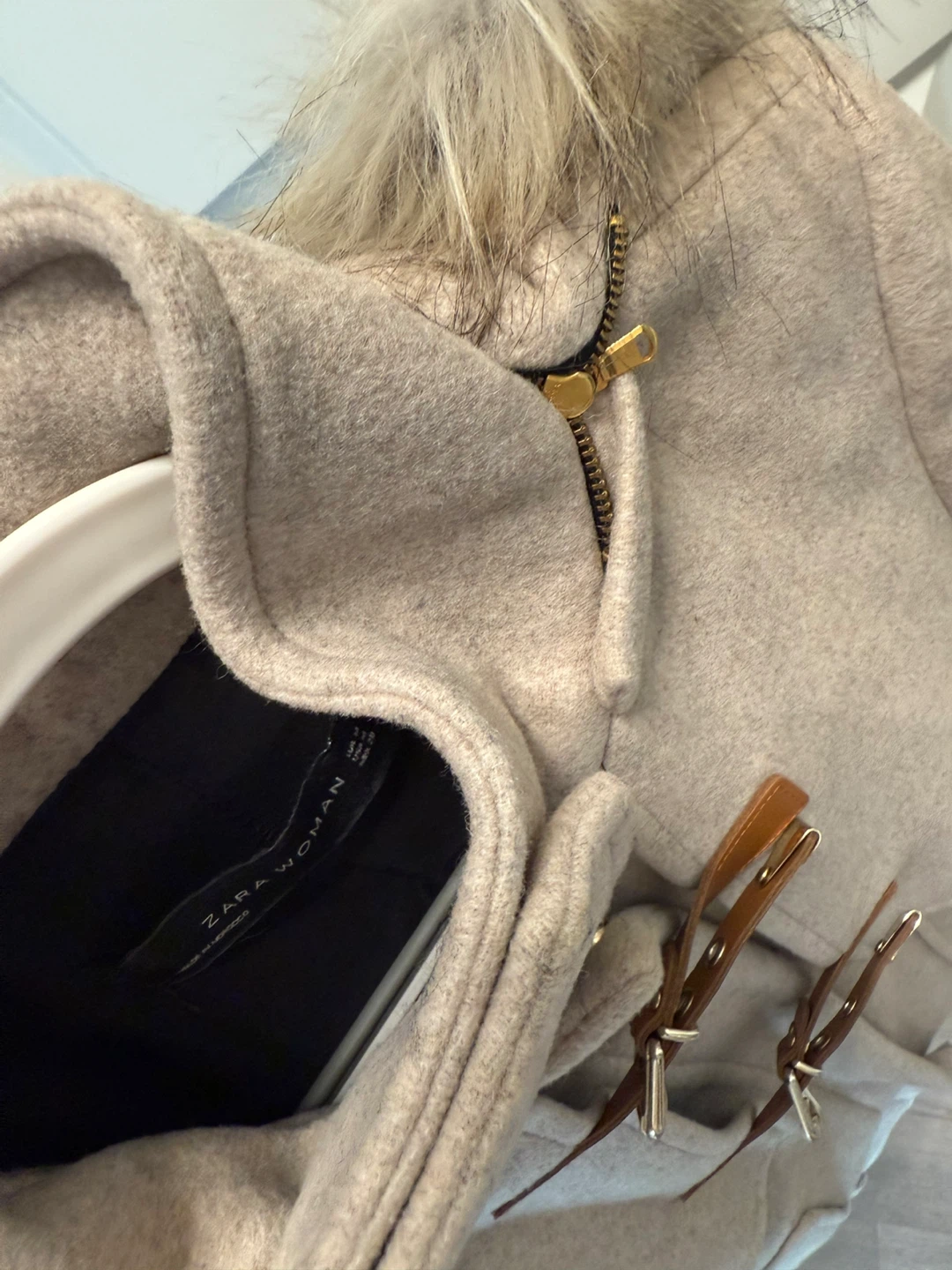 Zara Woman wool blend Fur Hooded Coat - photo 3