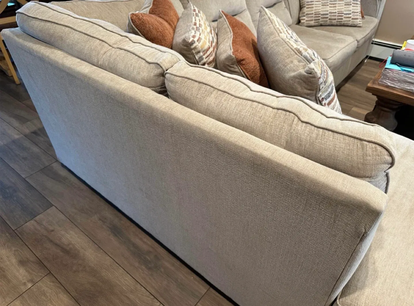 Beige Sectional Sofa with Pillows image indicator(3)