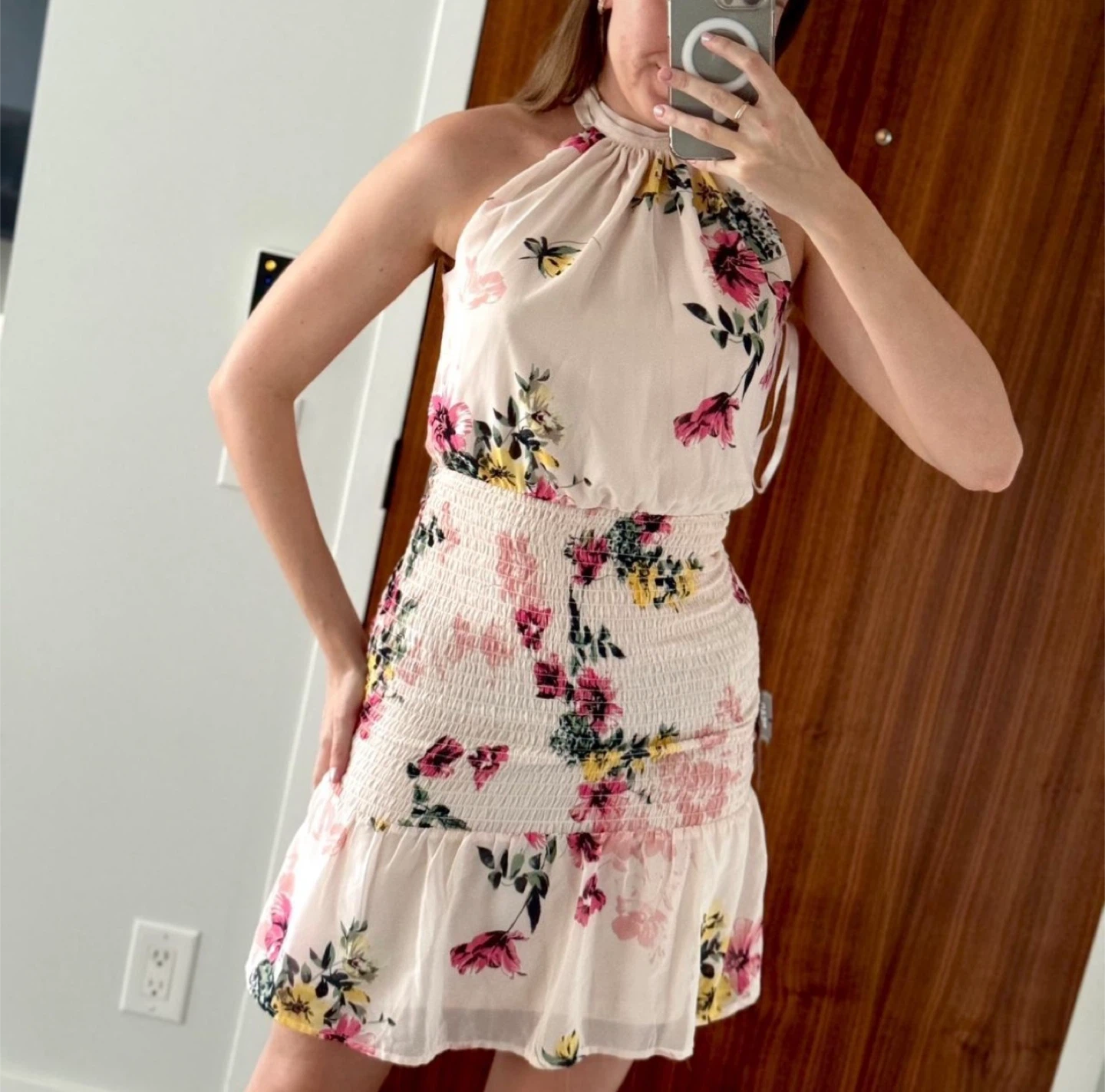 Floral Halter Mini Dress 💛NEW