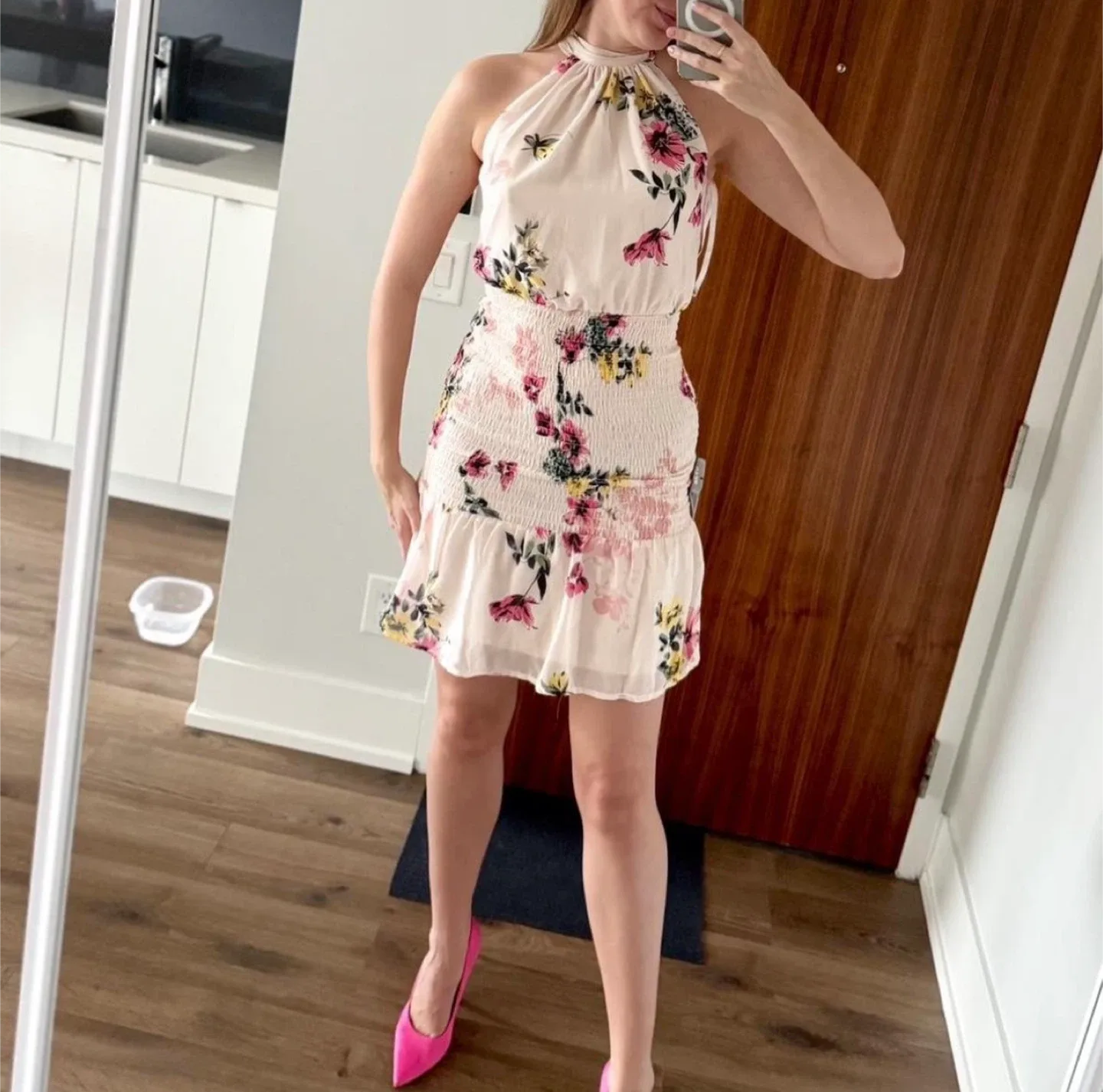Floral Halter Mini Dress 💛NEW thumbnail
