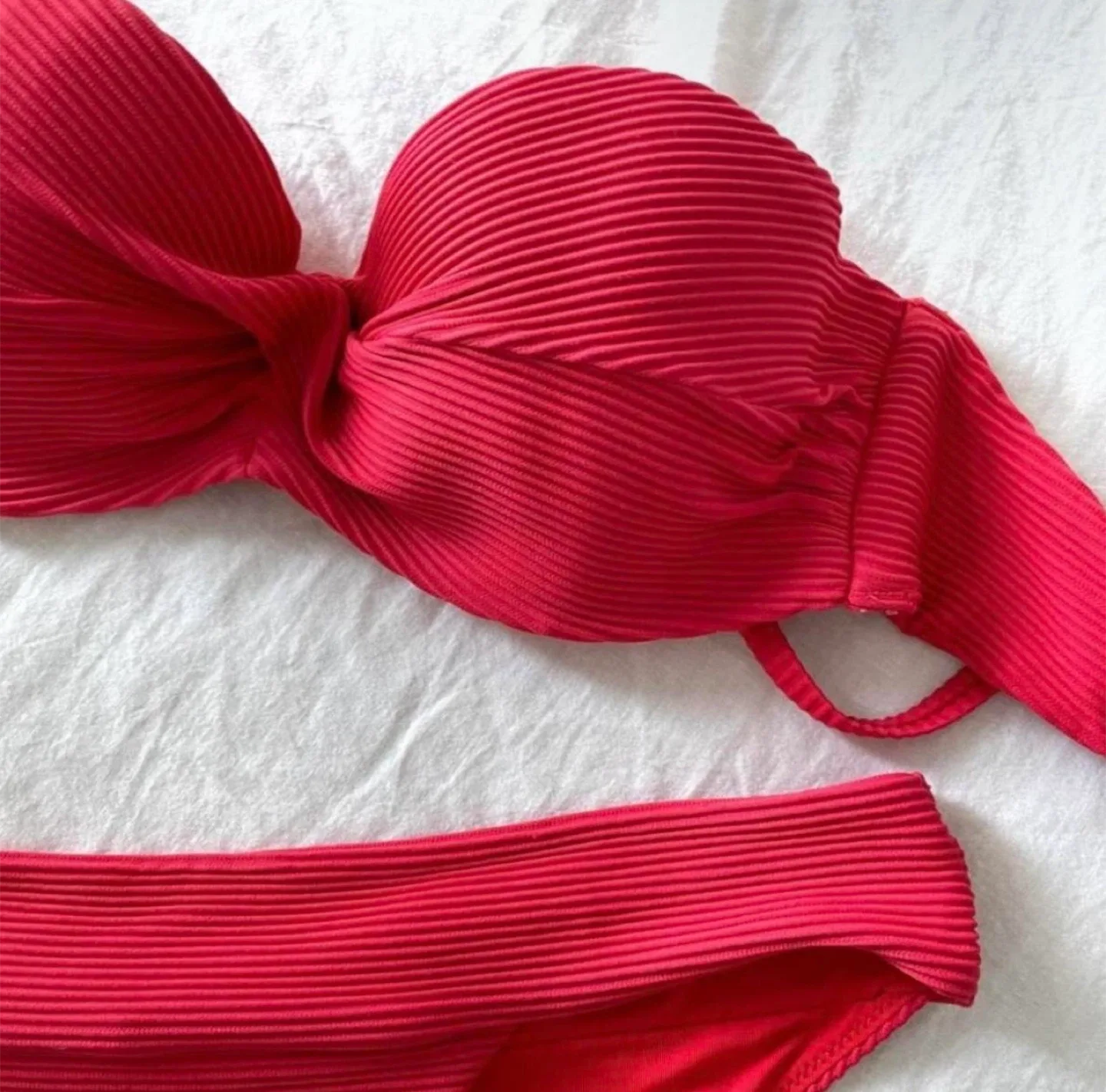 Red Ribbed Bikini Set thumbnail