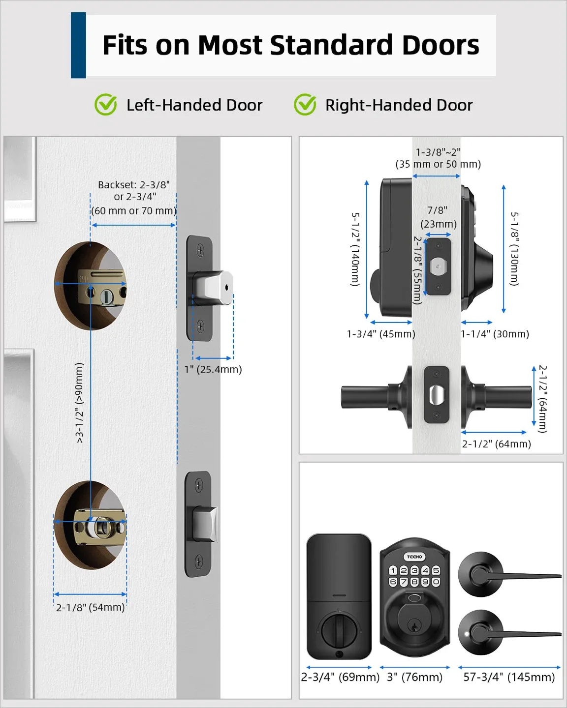 TECHO TEE002L Digital Fingerprint Keypad Deadbolt with Lever image indicator(5)