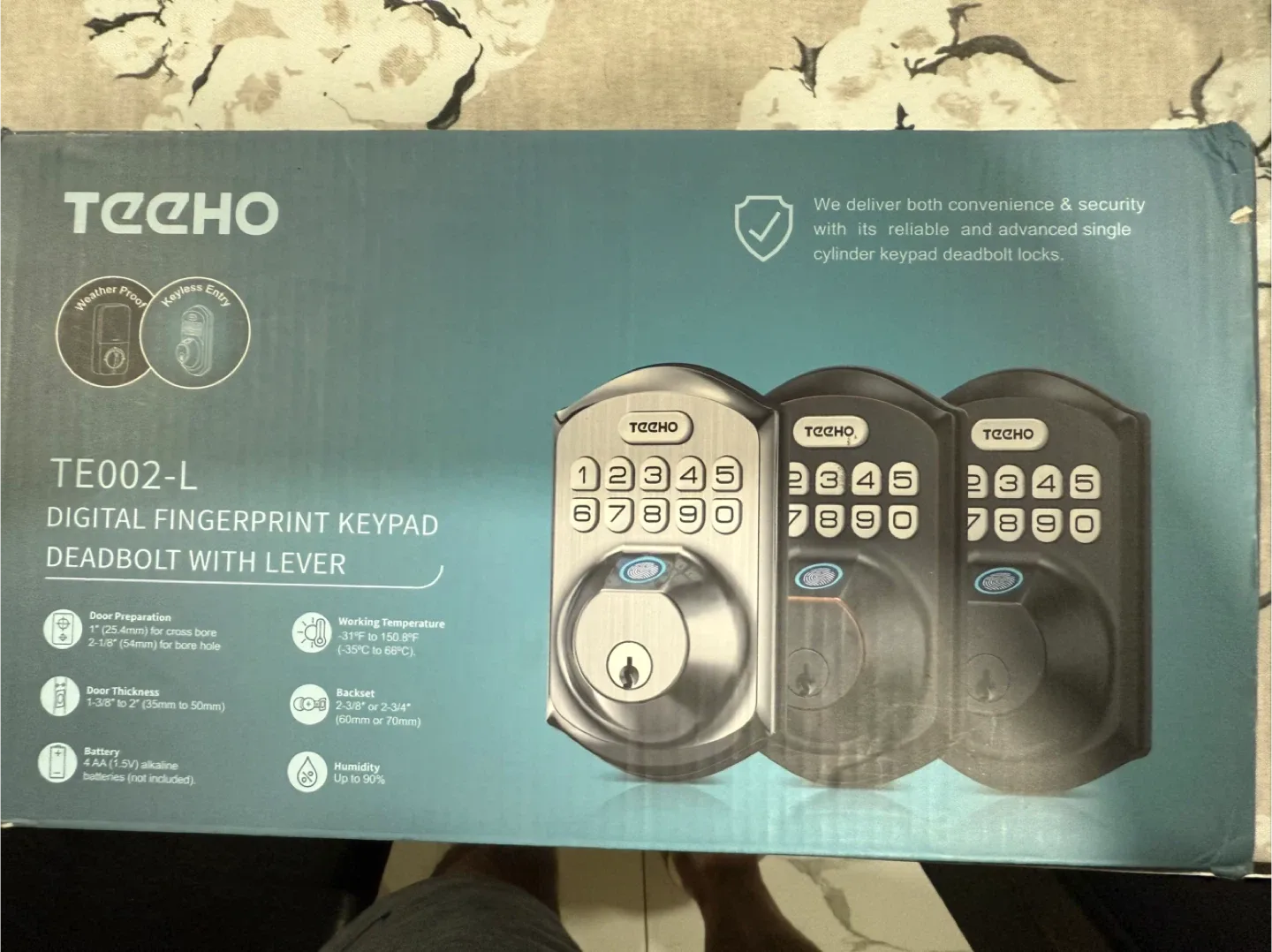 TECHO TEE002L Digital Fingerprint Keypad Deadbolt with Lever image indicator(3)