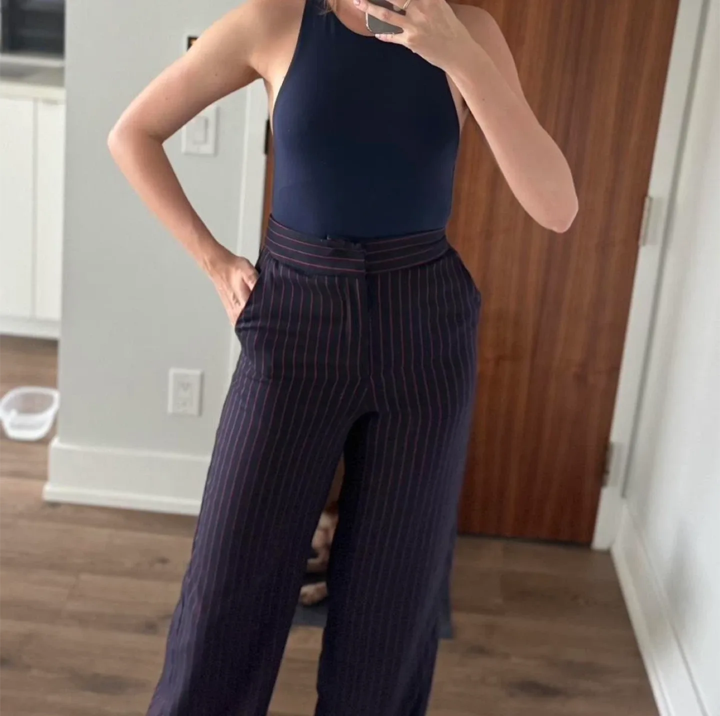 Pinstripe Wide Leg Trousers image indicator(2)