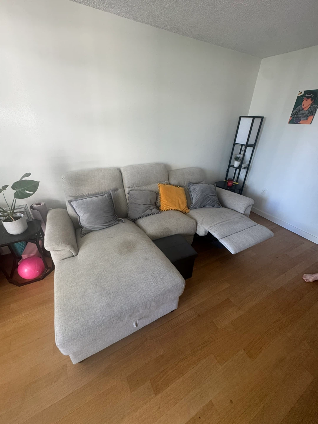 Beige Sectional Sofa with Storage Ottoman - photo 4