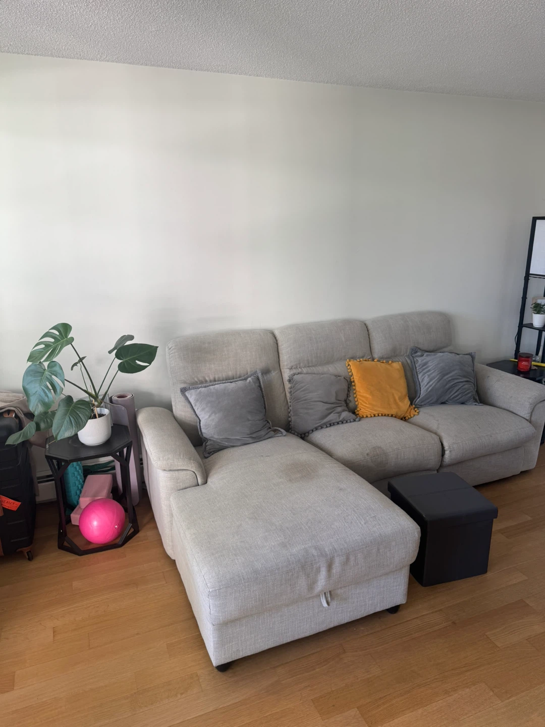 Beige Sectional Sofa with Storage Ottoman - photo 2