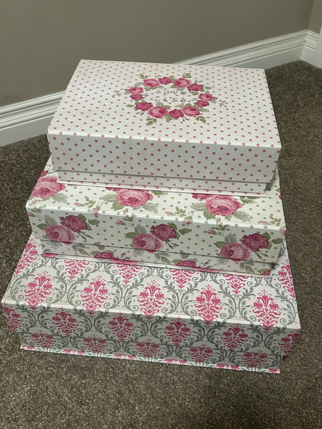 Triple storage box set - pink