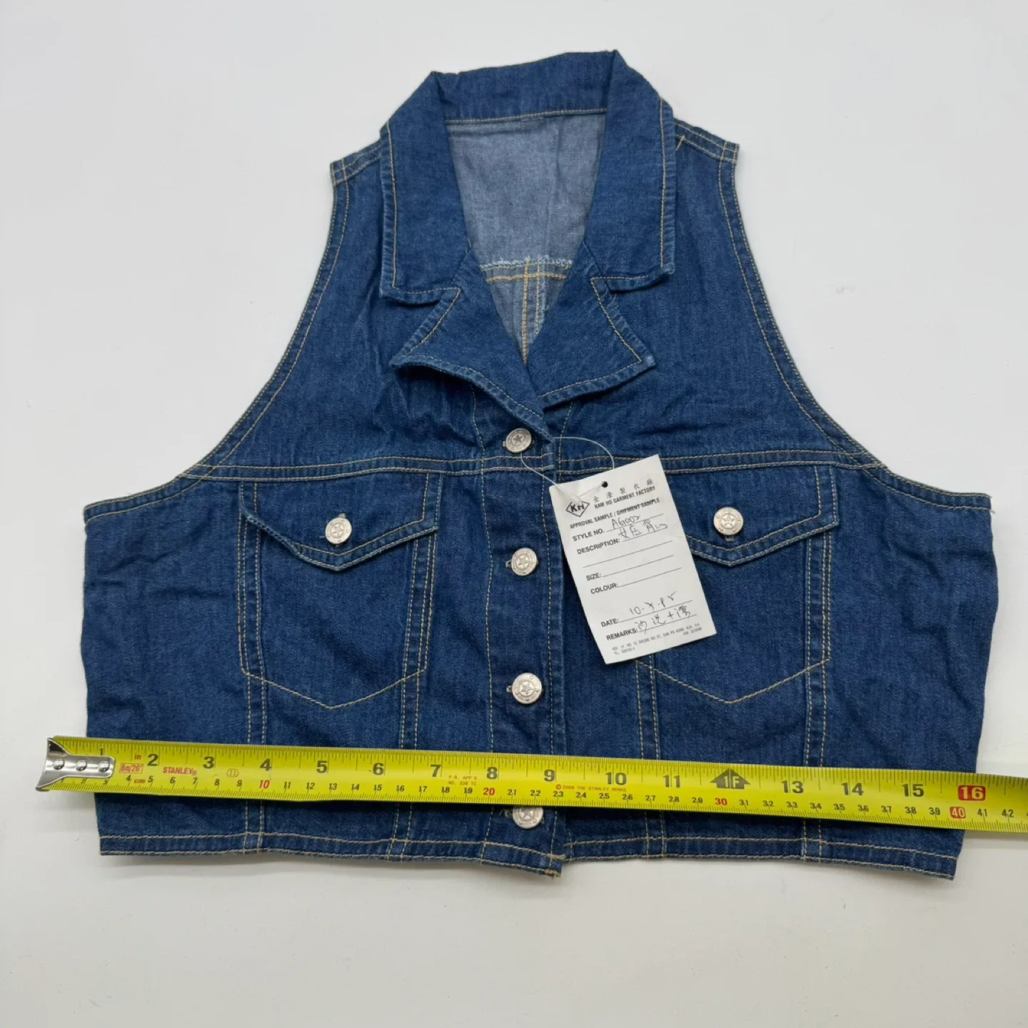 Retro Blue Denim Crop Vest Women's Small US 4New With Tag image indicator(6)