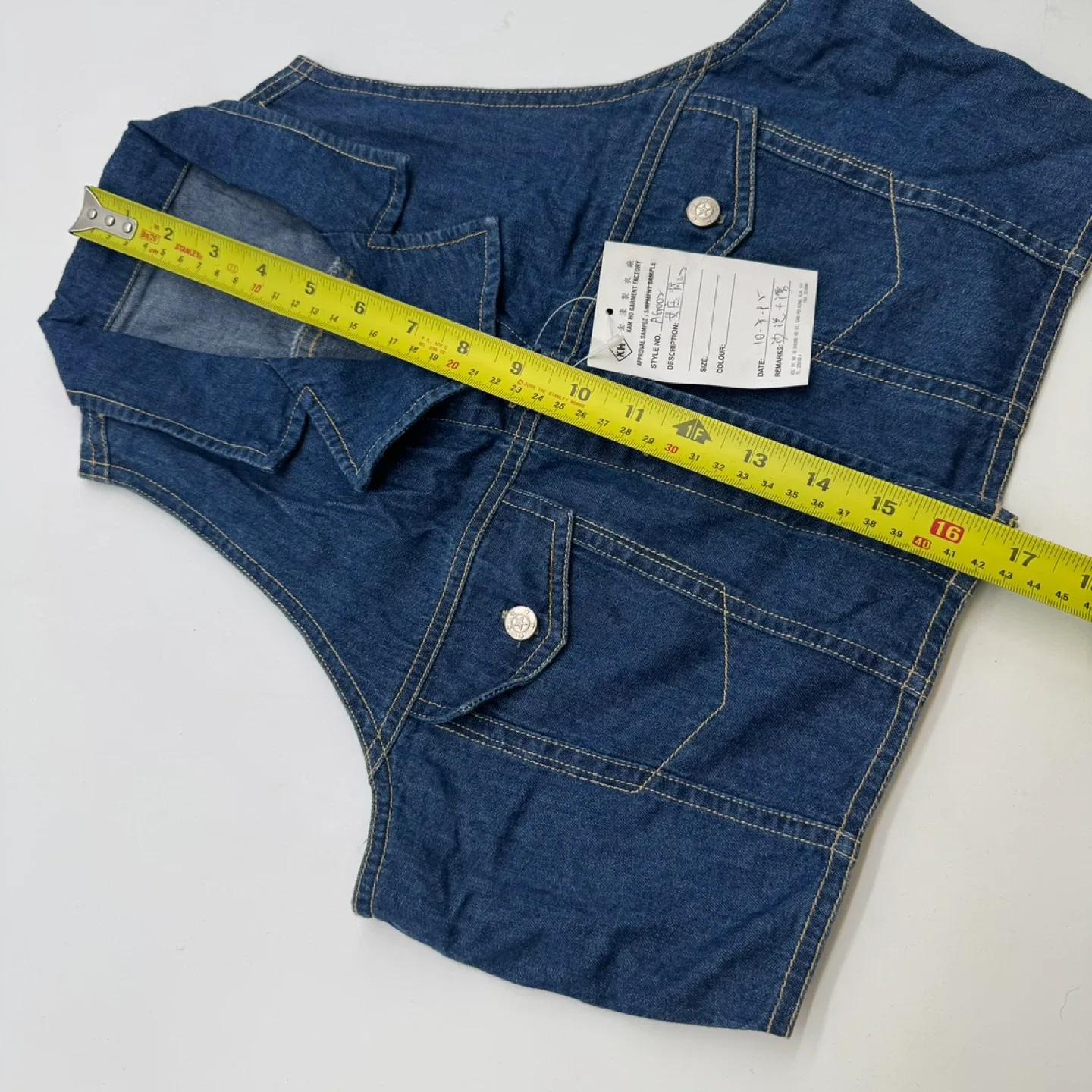 Retro Blue Denim Crop Vest Women's Small US 4New With Tag image indicator(4)