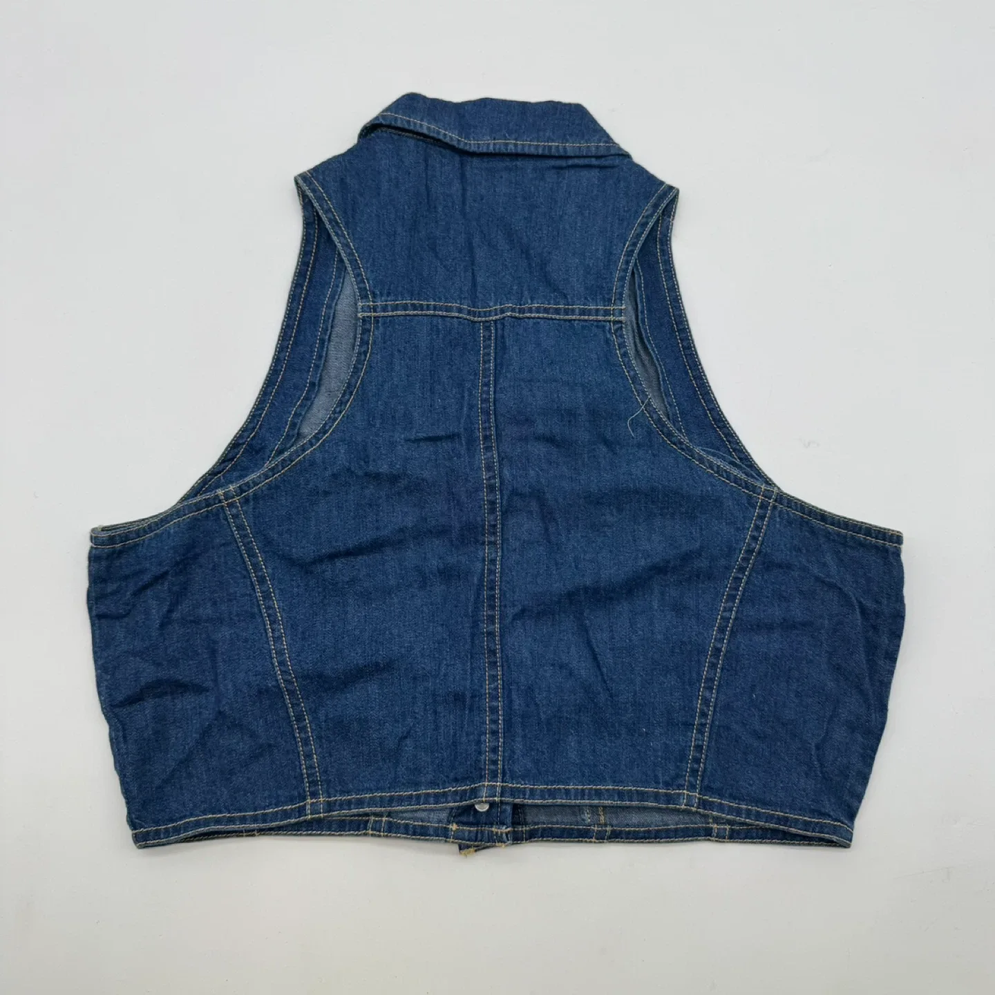 Retro Blue Denim Crop Vest Women's Small US 4New With Tag image indicator(2)