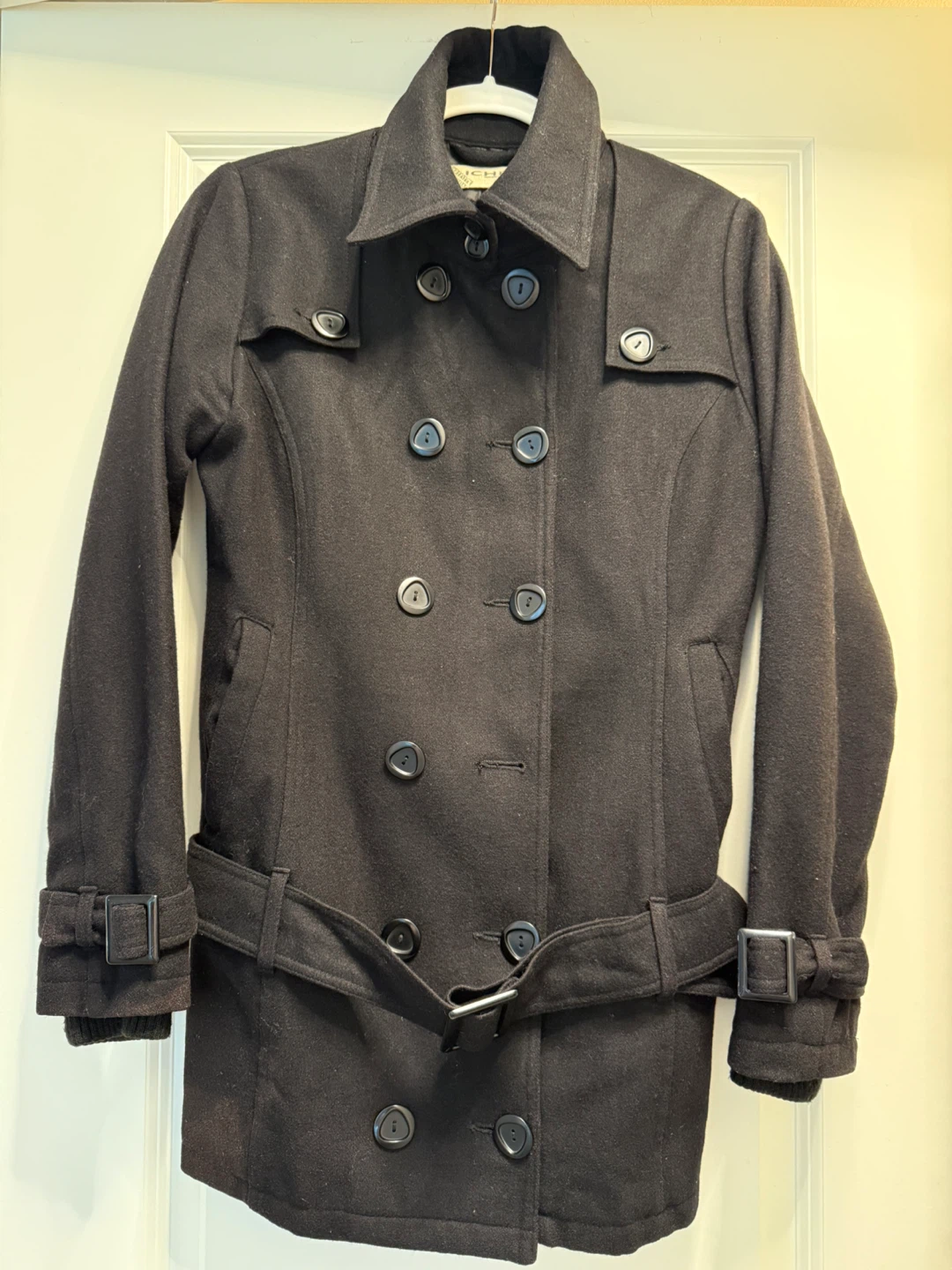Double breasted belted Wool Blend Coat