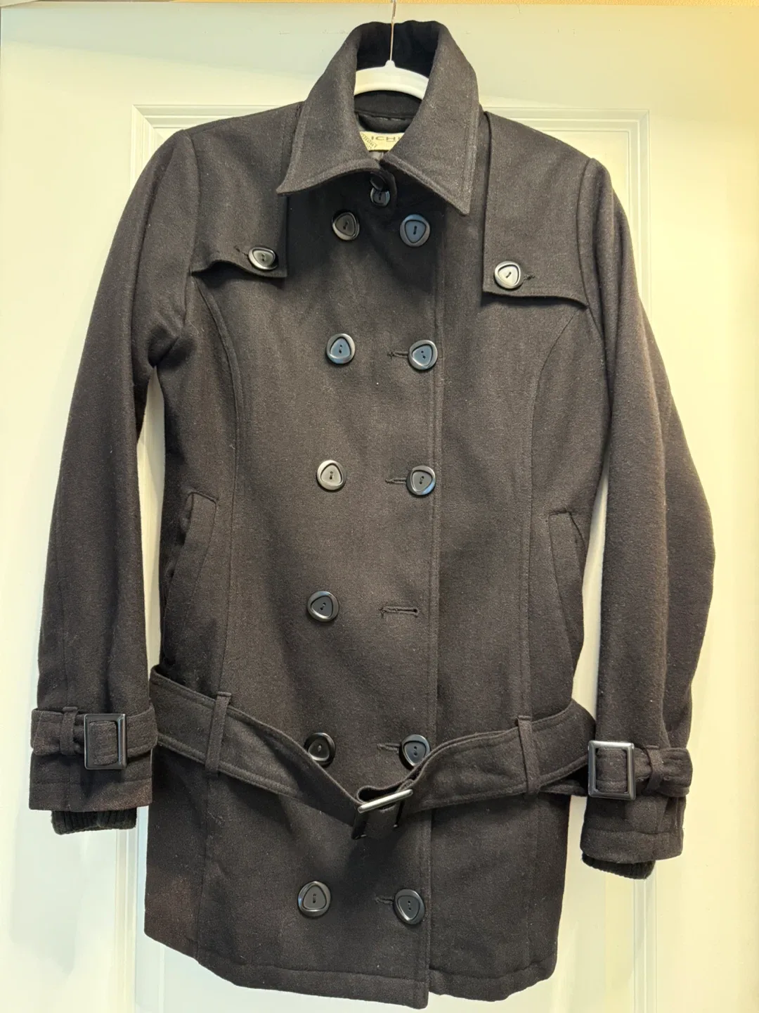 Double breasted belted Wool Blend Coat thumbnail