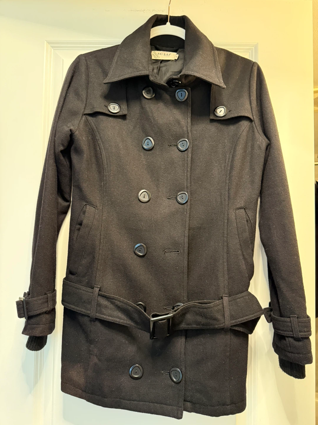 Double breasted belted Wool Blend Coat - photo 2